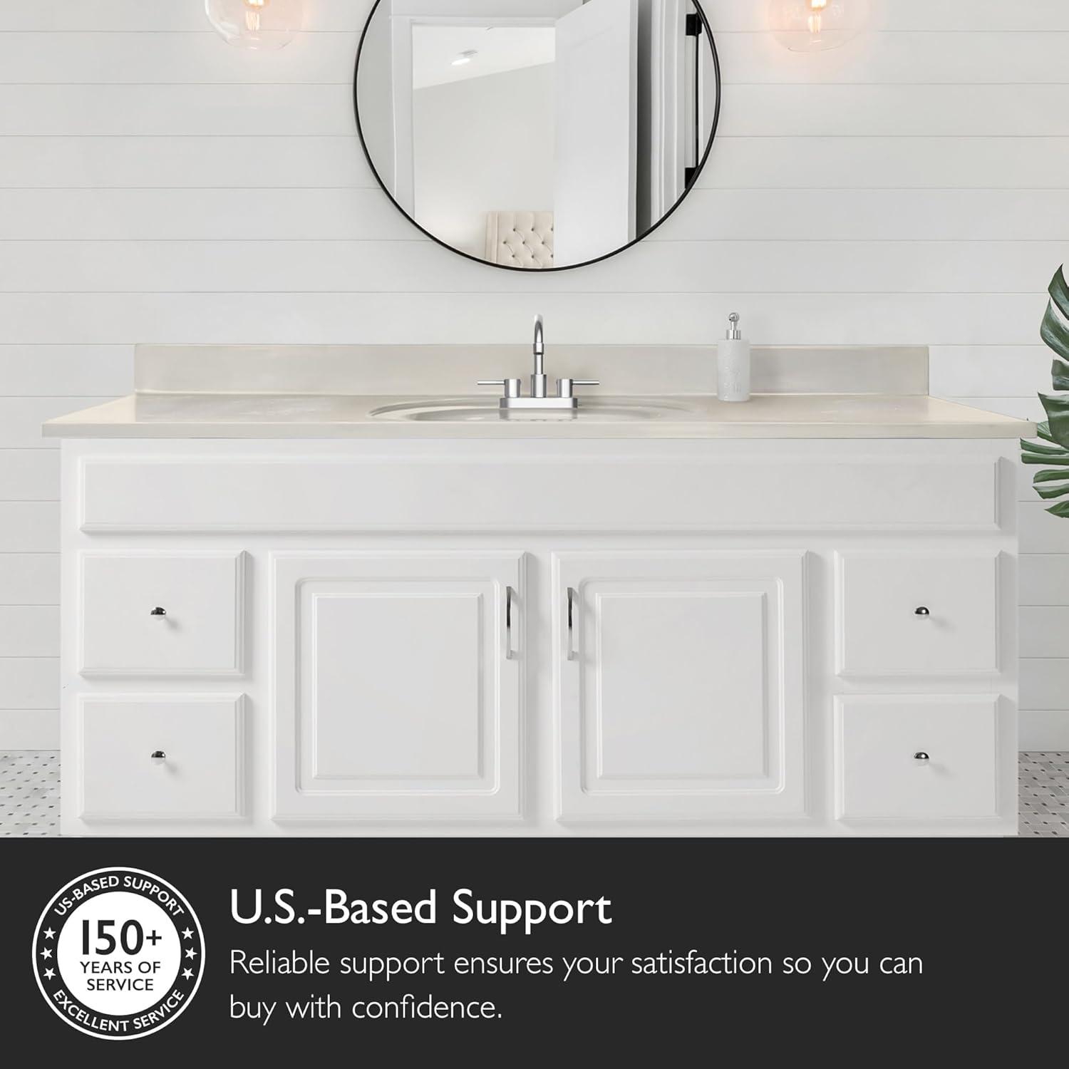 61 Inch Cultured Marble Vanity Top with Backsplash, Improved Package