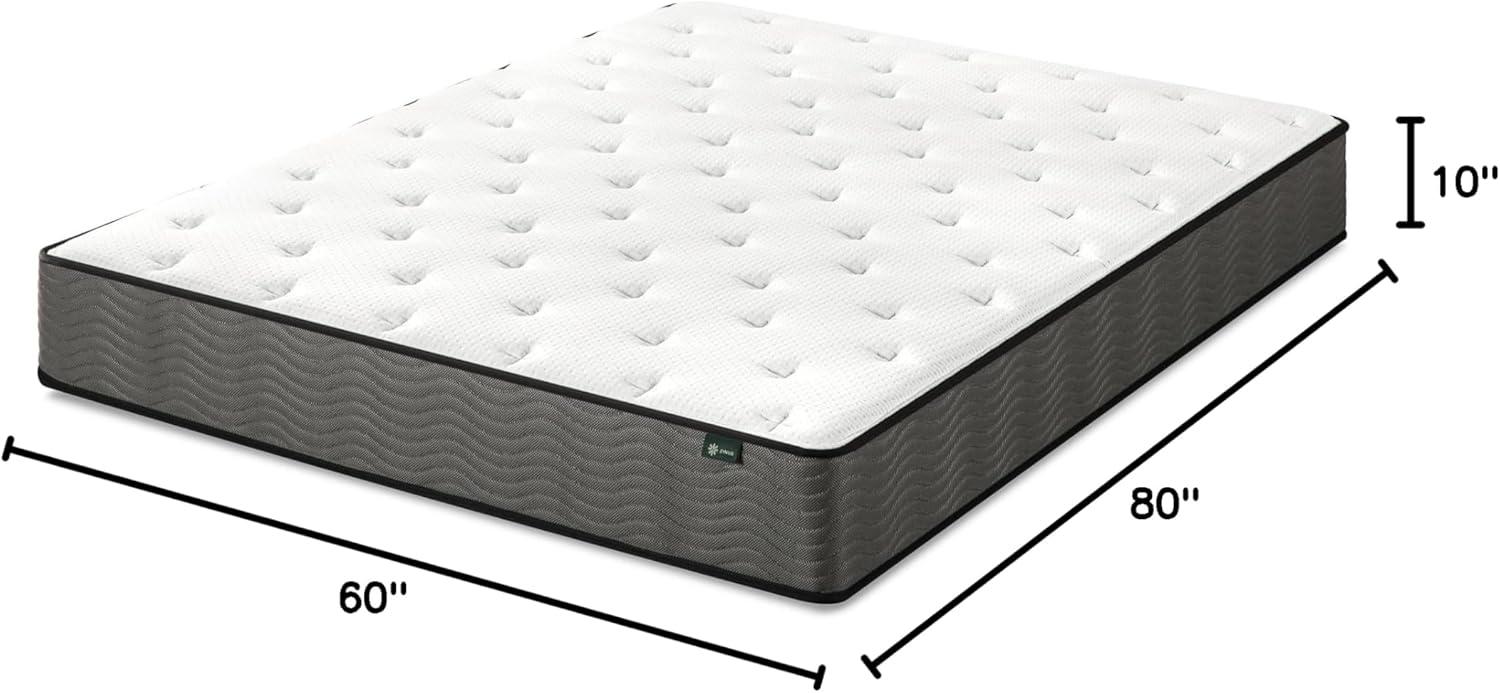 ZHENYING 10 Inch True Support Hybrid Mattress [New Version], Queen, Fiberglass Free, Medium Feel, Motion Isolation, Certified Safe Foams & Fabric, Mattress in A Box