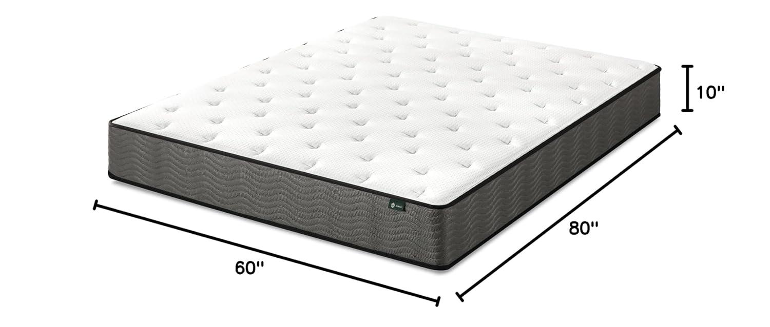 ZHENYING 10 Inch True Support Hybrid Mattress [New Version], Queen, Fiberglass Free, Medium Feel, Motion Isolation, Certified Safe Foams & Fabric, Mattress in A Box