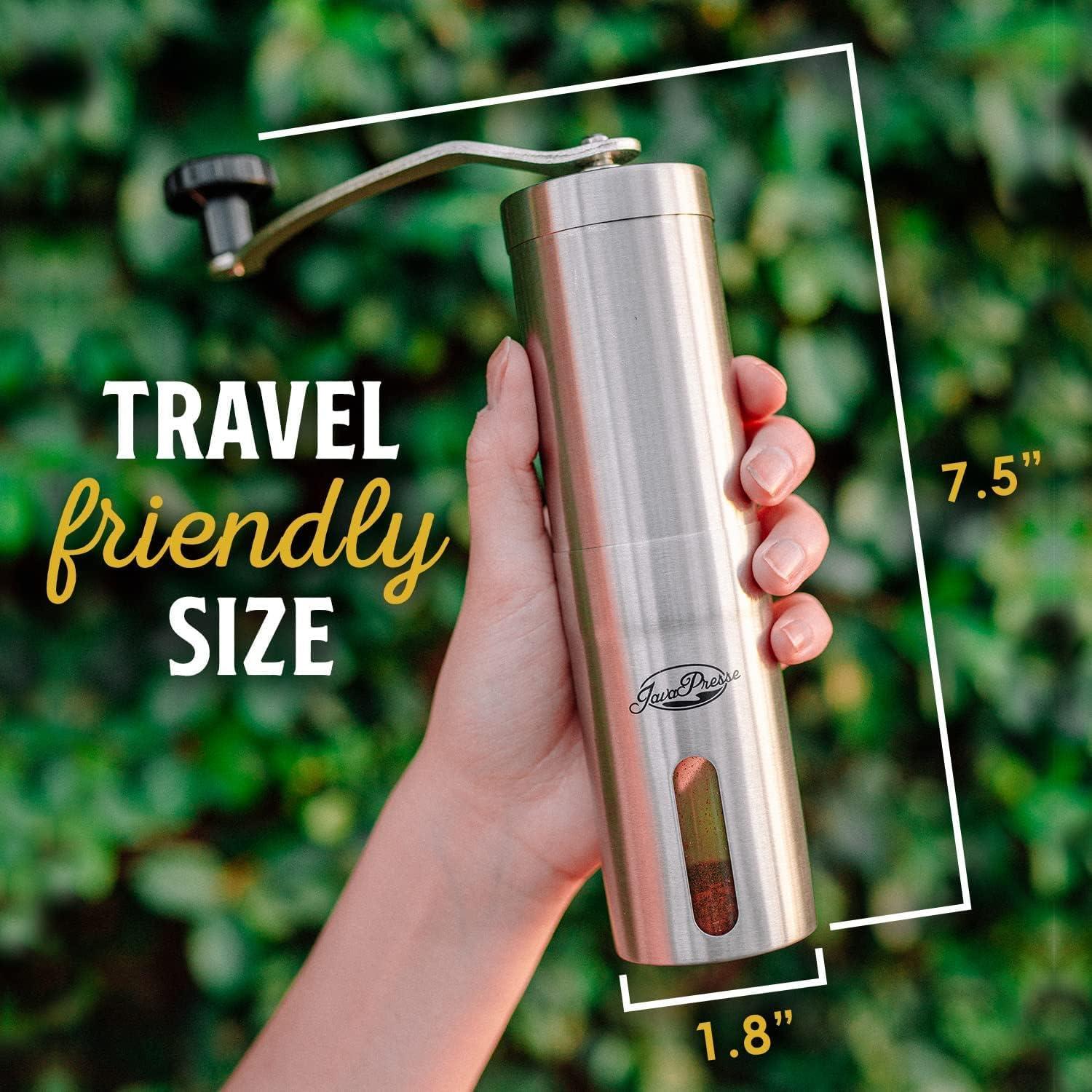 Stainless Steel Manual Burr Coffee Grinder with Adjustable Settings