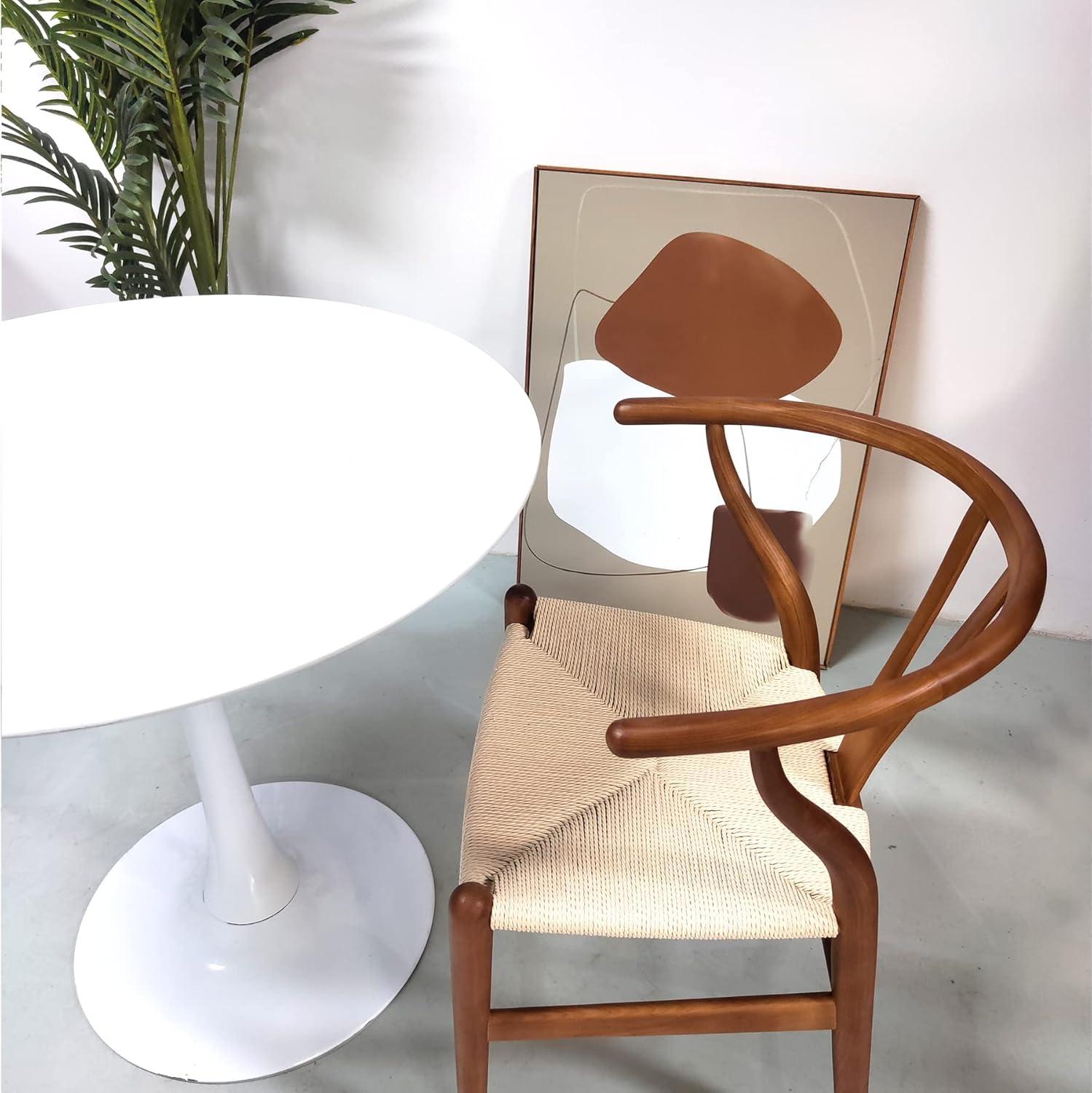 Tomile Walnut Dining Chair, Ash Wood Wishbone Chair for Home and Office