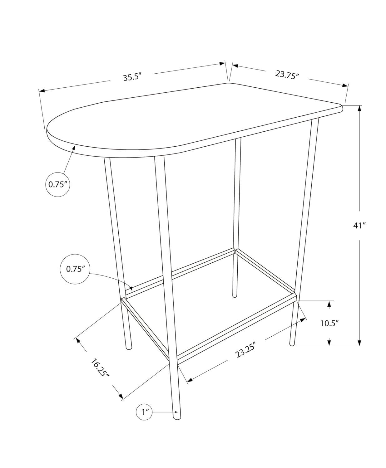 Monarch HOME BAR - 24"X 36" / BLACK / SILVER METAL SPACESAVER
