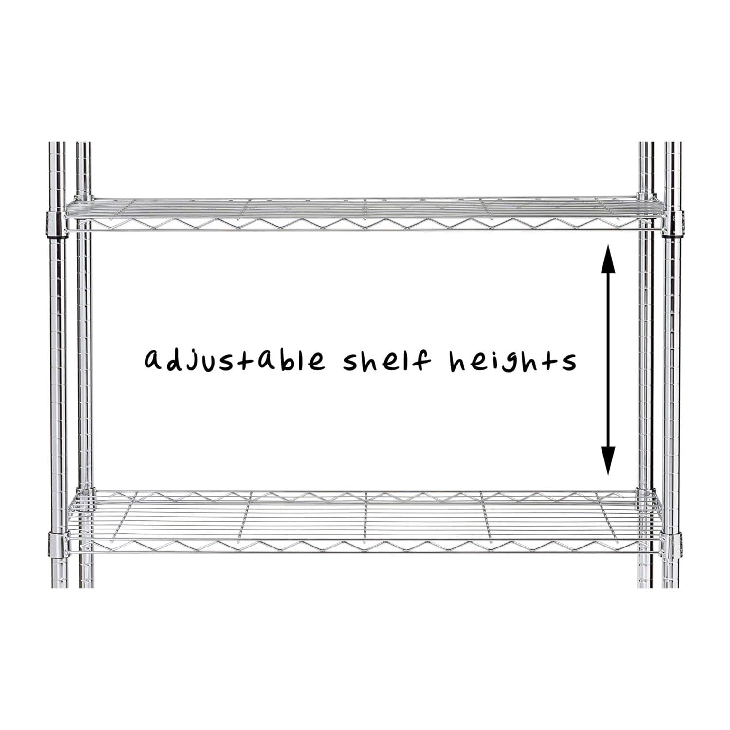 Honey Can Do 4-Tier Heavy-Duty Adjustable Shelving Unit With 250-Lb Weight Capacity, Chrome, Basement/Garage