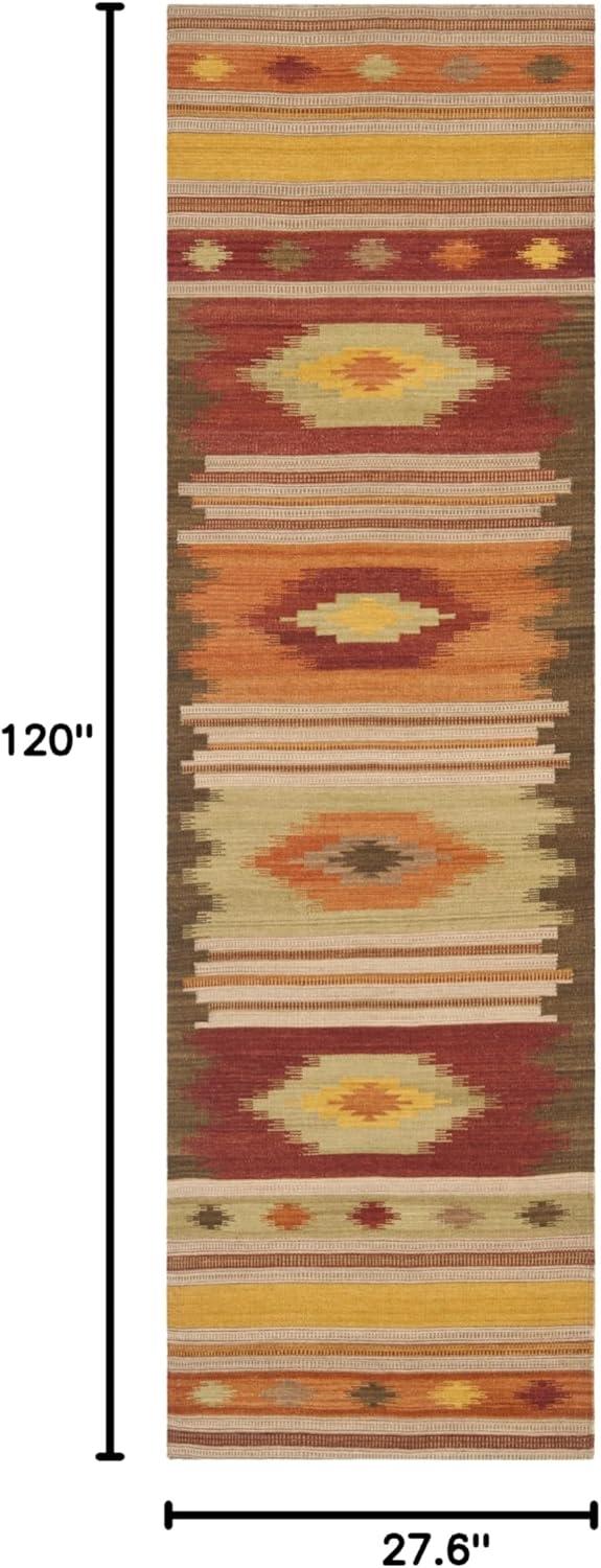 Kilim NVK176 Hand Woven Indoor Runner Rug - Brown/Multi - 2'3"x10' - Safavieh.