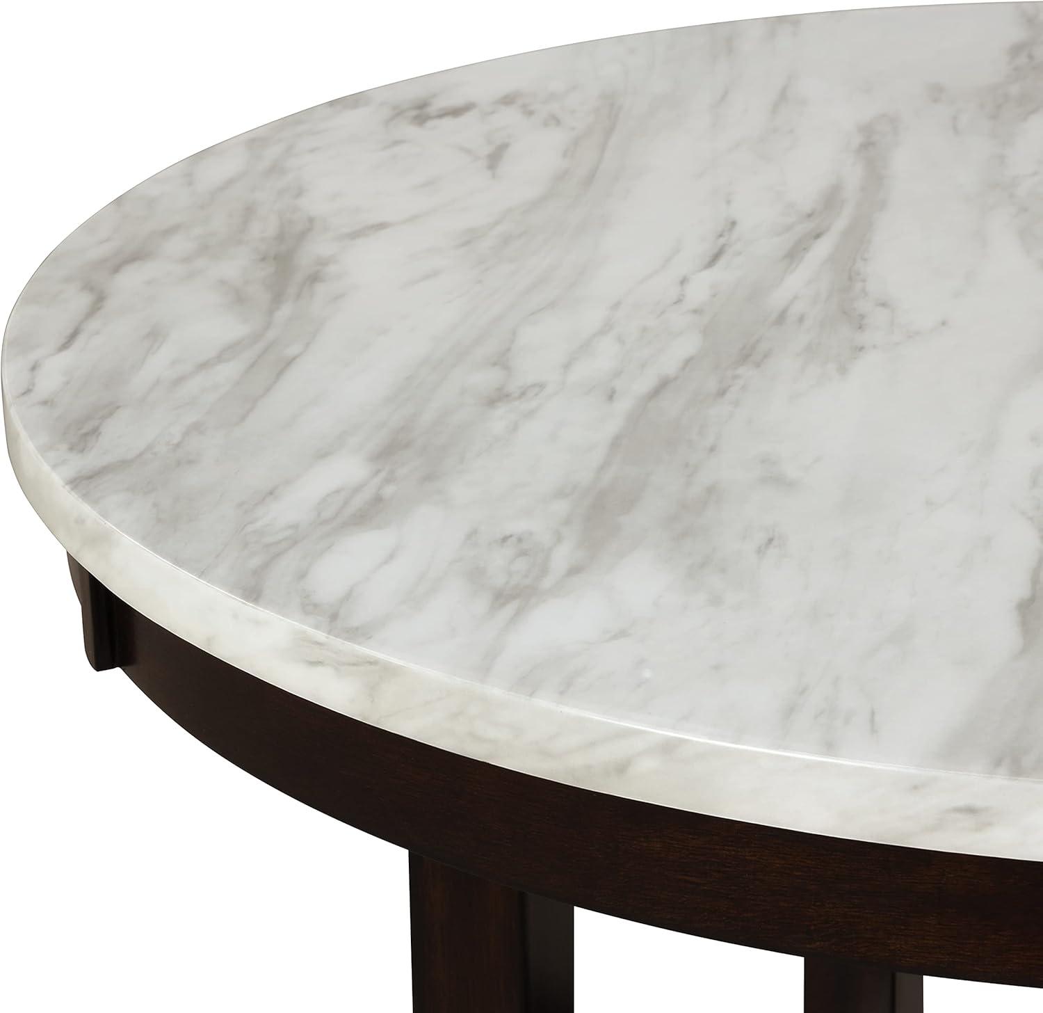 New Classic Furniture Celeste 42" Faux Marble Round Counter Table, Espresso