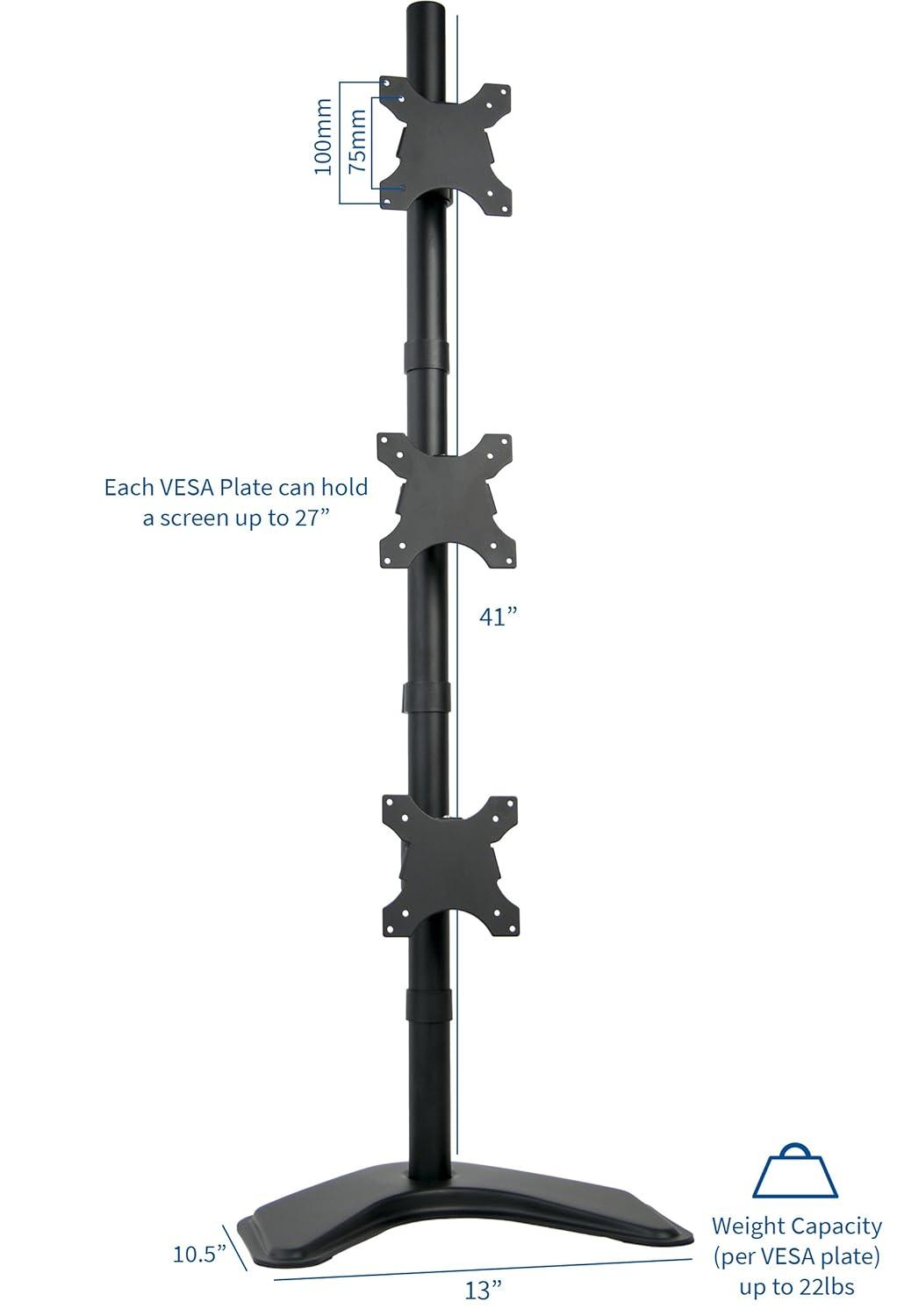 Vivo Triple Vertical Monitor Desk Stand