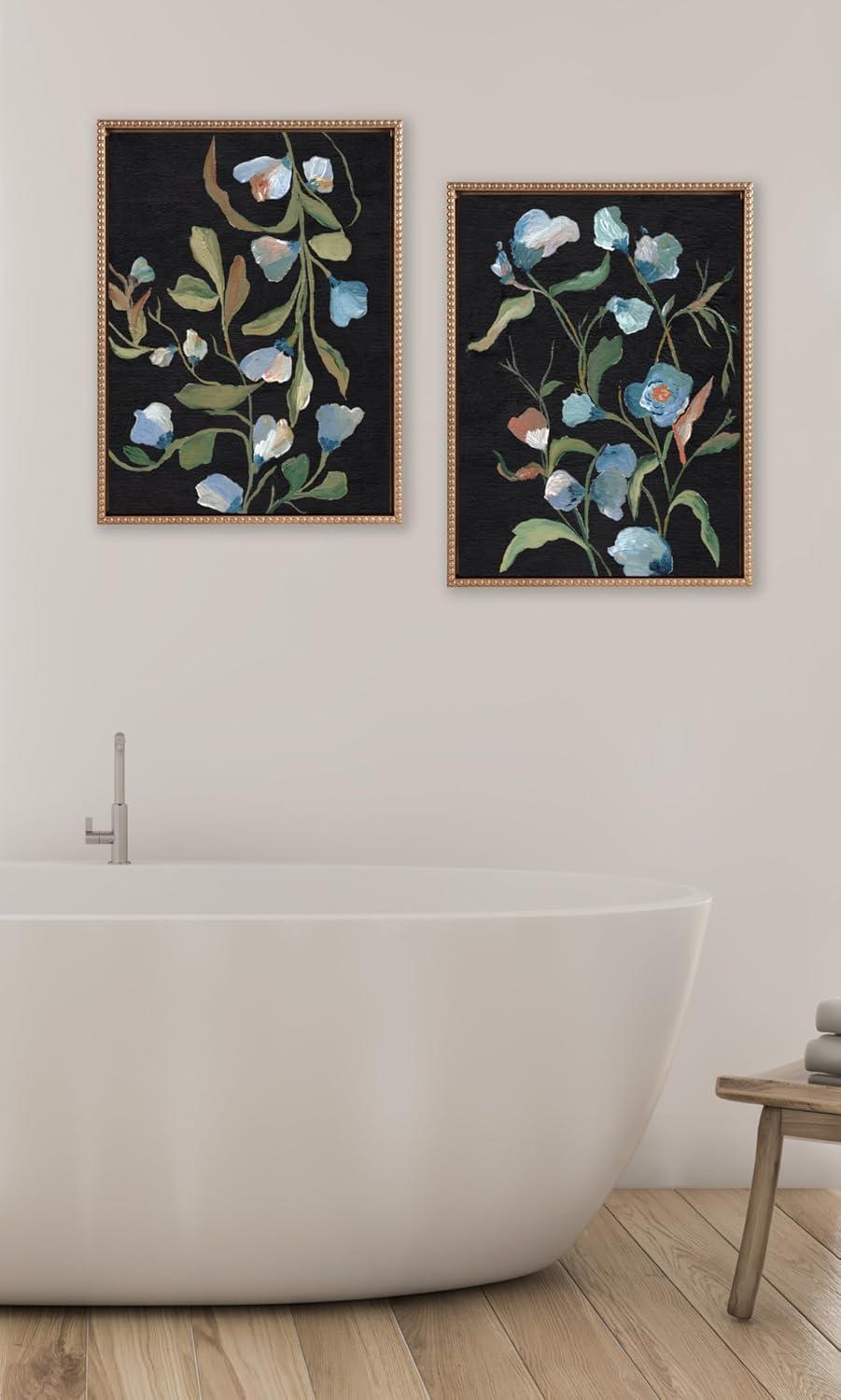 Kate & Laurel All Things Decor 18"x24" (Set of 2) Sylvie Foliage I and III Framed Canvas Arts by Nikita Jariwala Beaded Gold