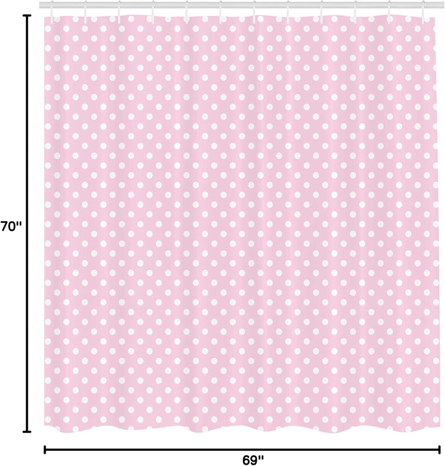 Polka Dots Shower Curtain with Hooks Included