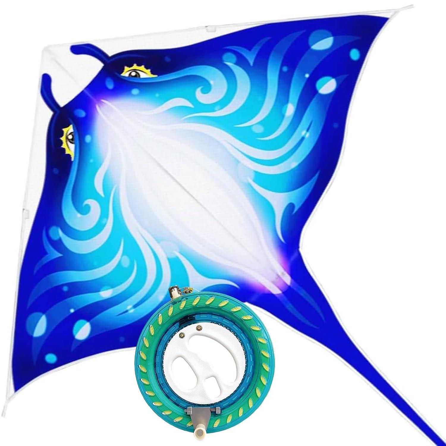 Mint's Colorful Life Devil Fish Kite for Kids Adults, Polyester Fabric & Fiberglass Frame