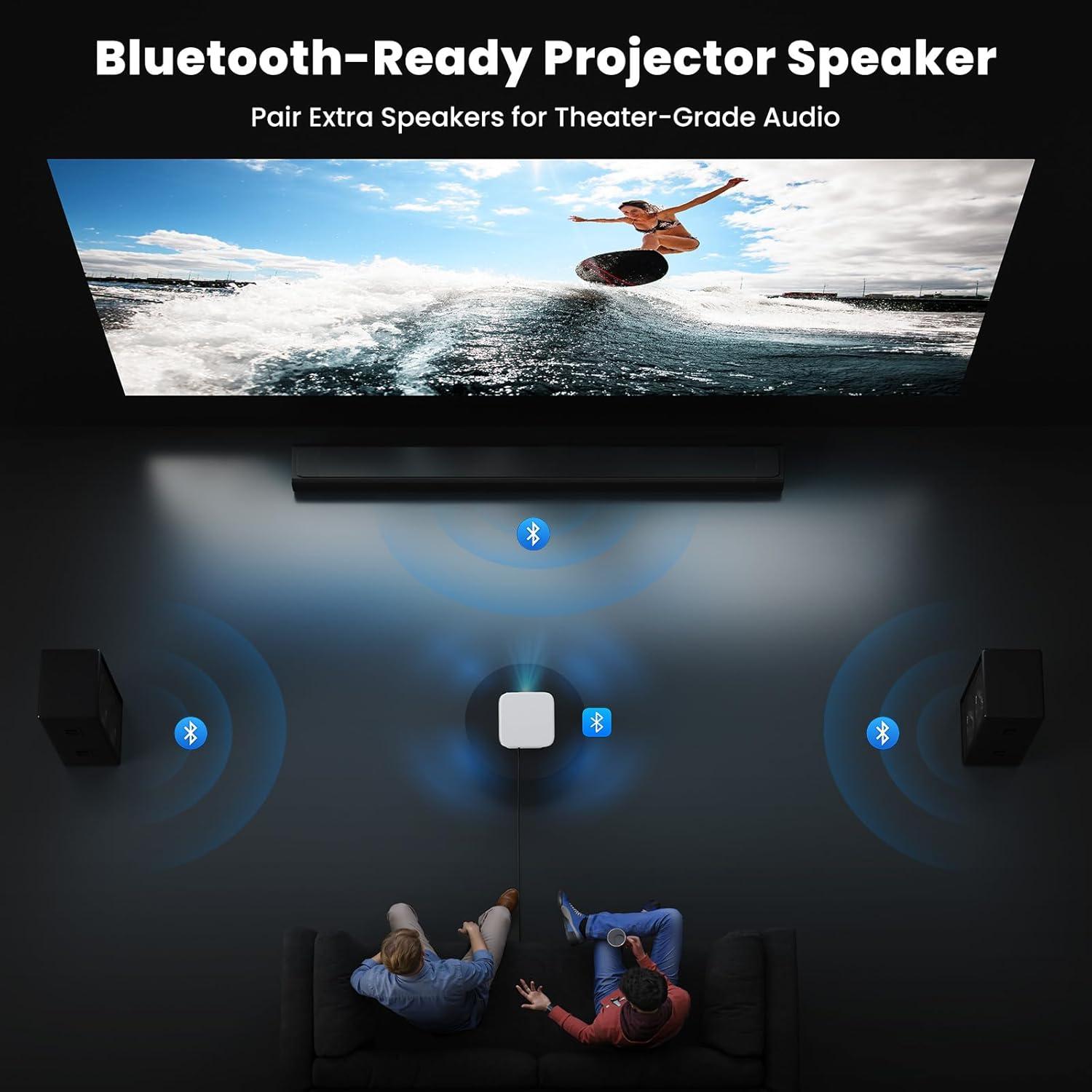 BEACHWATER POOL & SPA, LLC Outdoor Projector, Mini Projector For Home Theater, 1080P And 240" Supported Movie Projector 7500 L Portable Home Video Projector Compatible With Smartphone/TV Stick/PS4/PC/Laptop