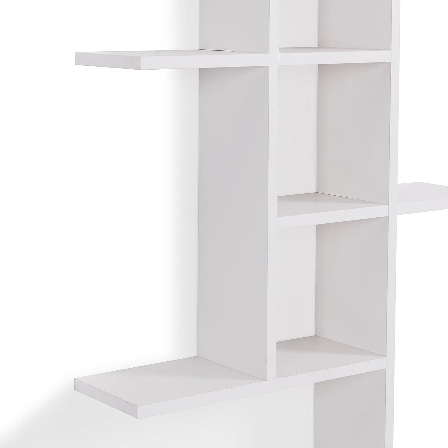 Danya B. 40" x 24" Cantilever Wall Shelf White: Modern Laminated MDF, 4-Tier Storage, Includes Mounting Hardware