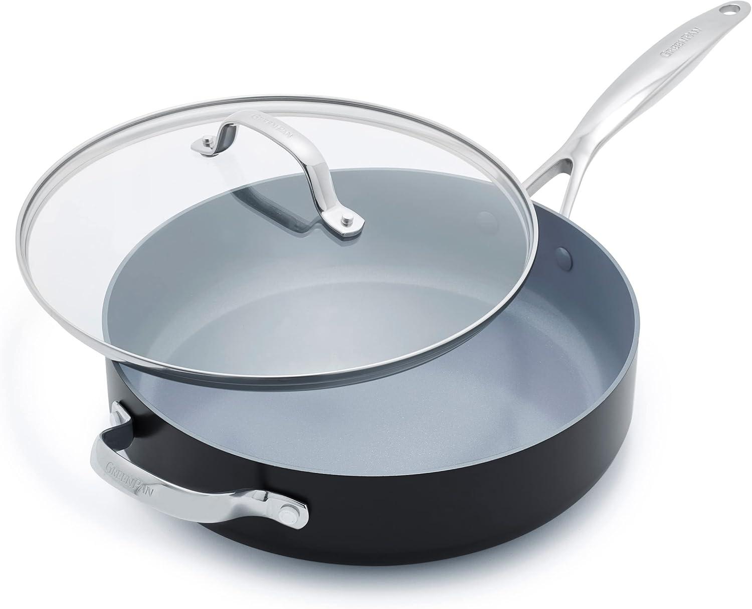 Valencia Pro 4.5QT Black Aluminum Nonstick Sauté Pan with Lid