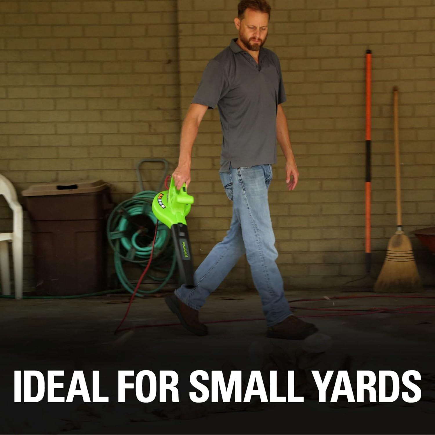 Greenworks 7 Amp 150 CFM at 160 MPH Corded Electric Leaf Blower 24012