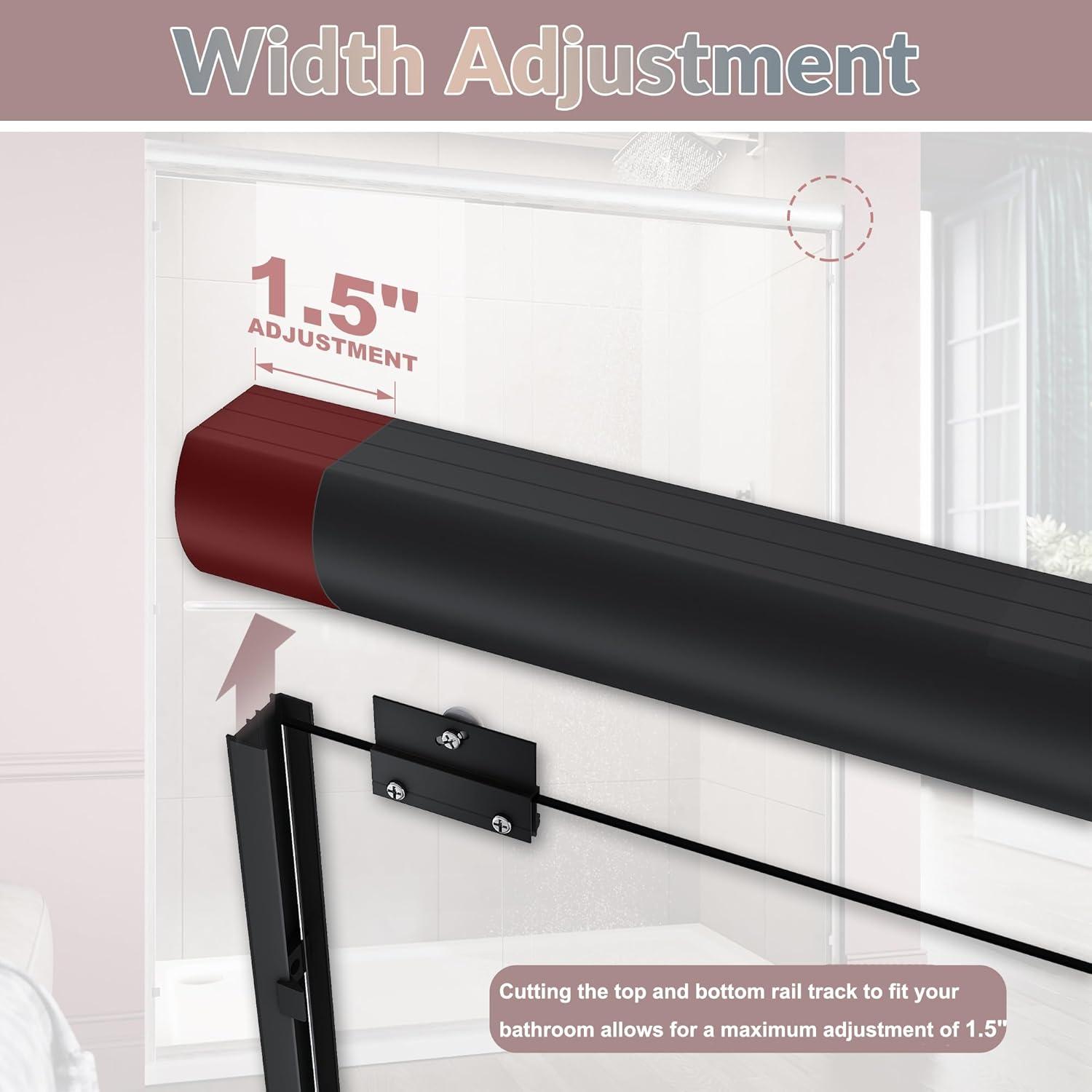 Elegant  Semi-Frameless Double Sliding Shower Doors in Brushed Nickel Finish Various Sizes Shower Enclosure 54''W x 72''H