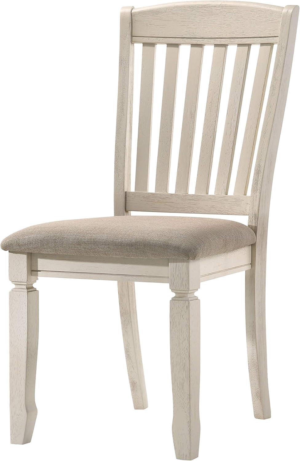 18" Fedele Accent Chair Tan Fabric/Cream Finish - Acme Furniture: Linen Upholstery, Wood Frame, No Assembly Required