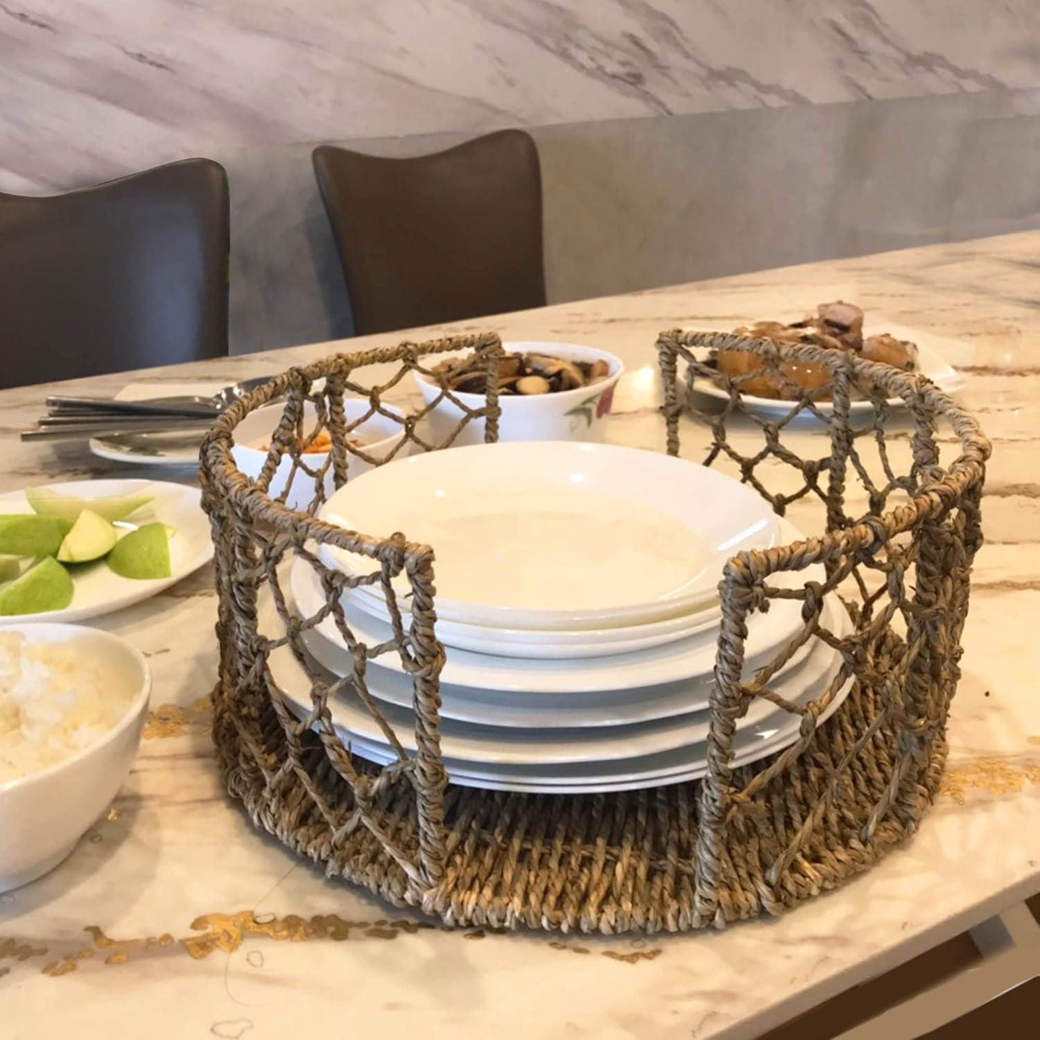 Bayou Breeze Set of 2: Stylish Natural Seagrass Plate Caddy Carriers