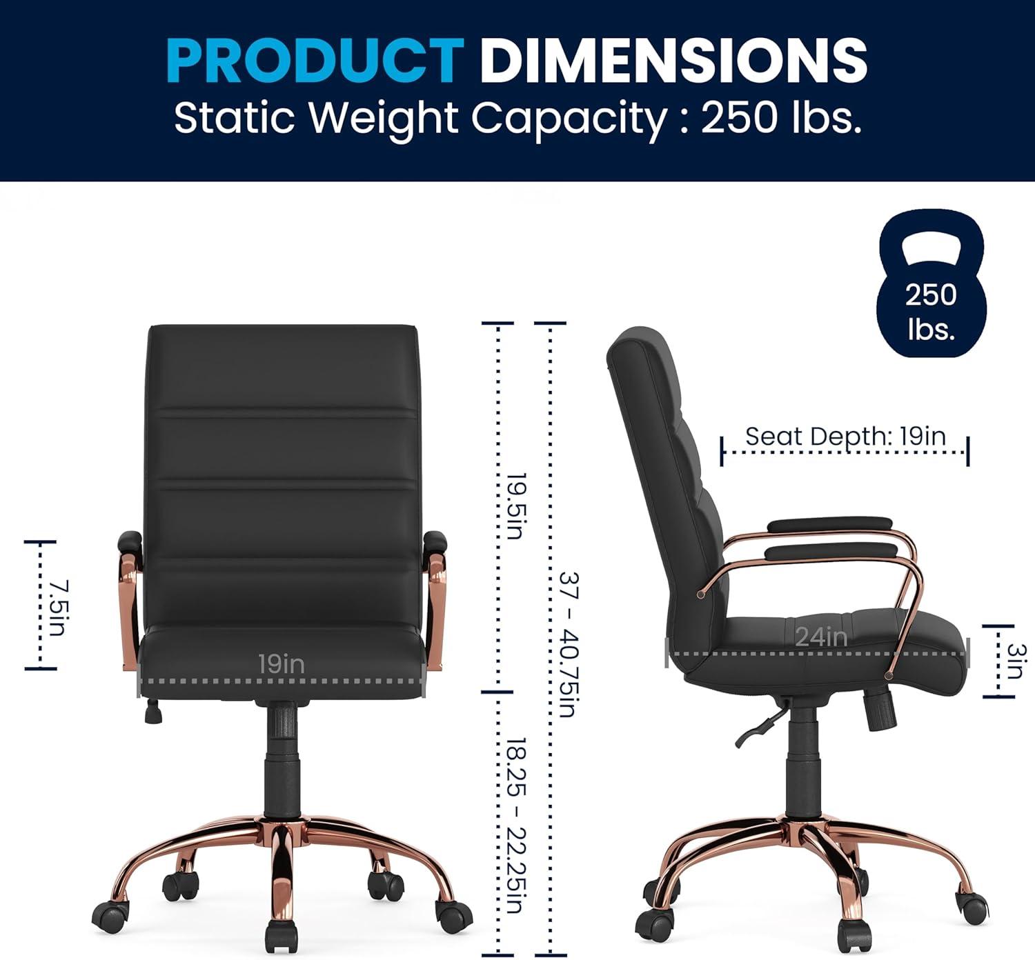 Flash Furniture Mid-Back Executive Swivel Office Chair with Metal Frame and Arms