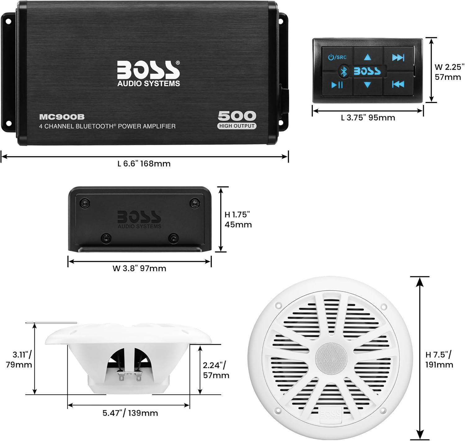 Boss Audio Systems ASK904B.64 Wireless Vehicle Audio Amplifier, Black, 10.24 lbs