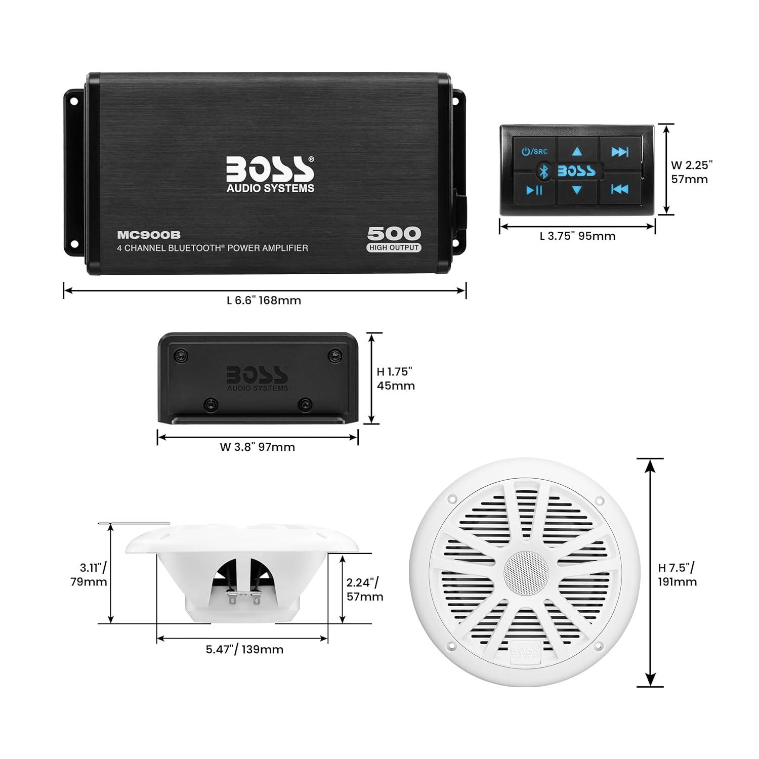 Boss Audio Systems ASK904B.64 Wireless Vehicle Audio Amplifier, Black, 10.24 lbs