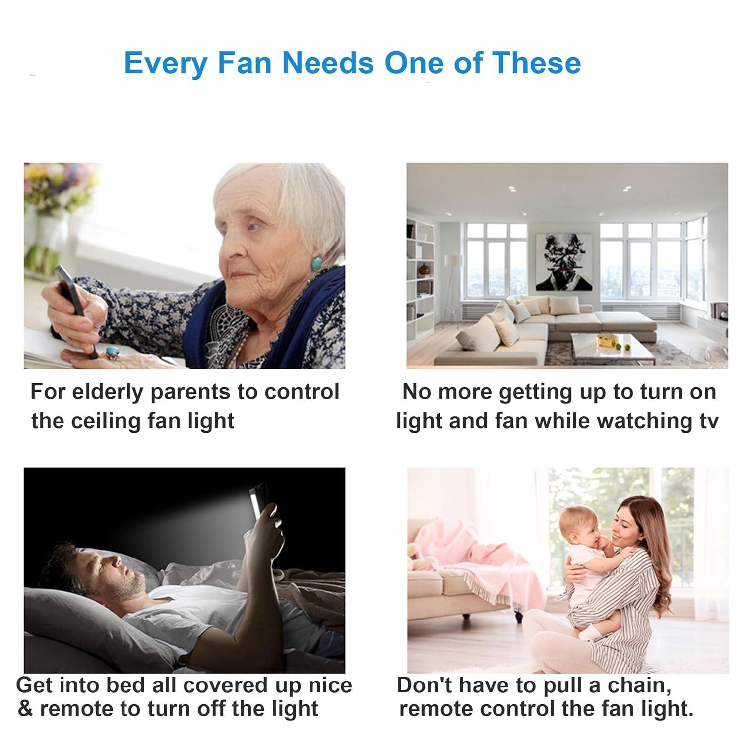 New Smaller Size Universal Ceiling Fans Light Remote Control Kit,3-in-1 Ceiling Fan Light Timing & Speed Remote for Hunter/Harbor Breeze/Westinghouse/Honeywell/Other Ceiling Fan lamp