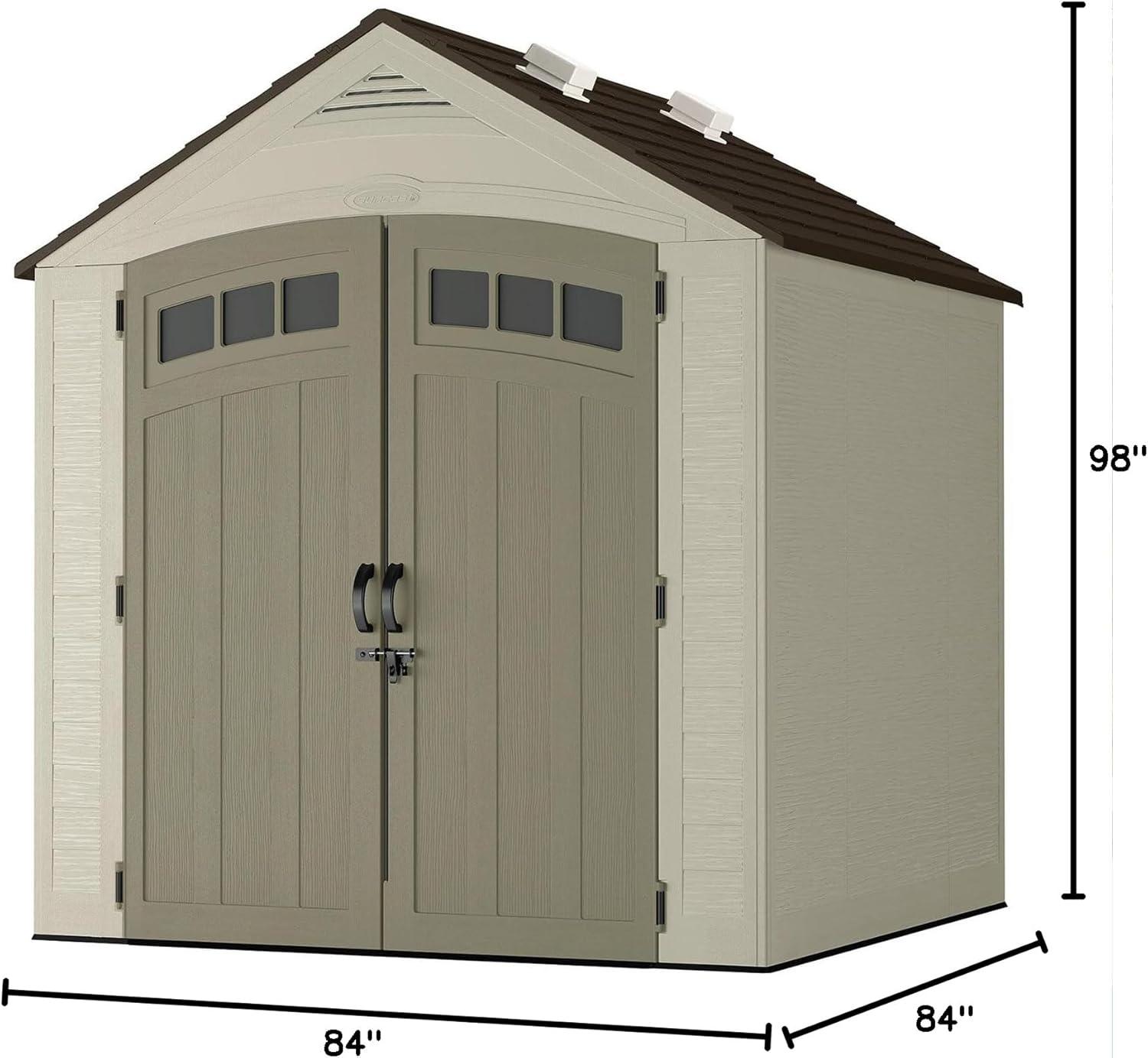 Beige 7x7 ft Resin Storage Shed with Windows