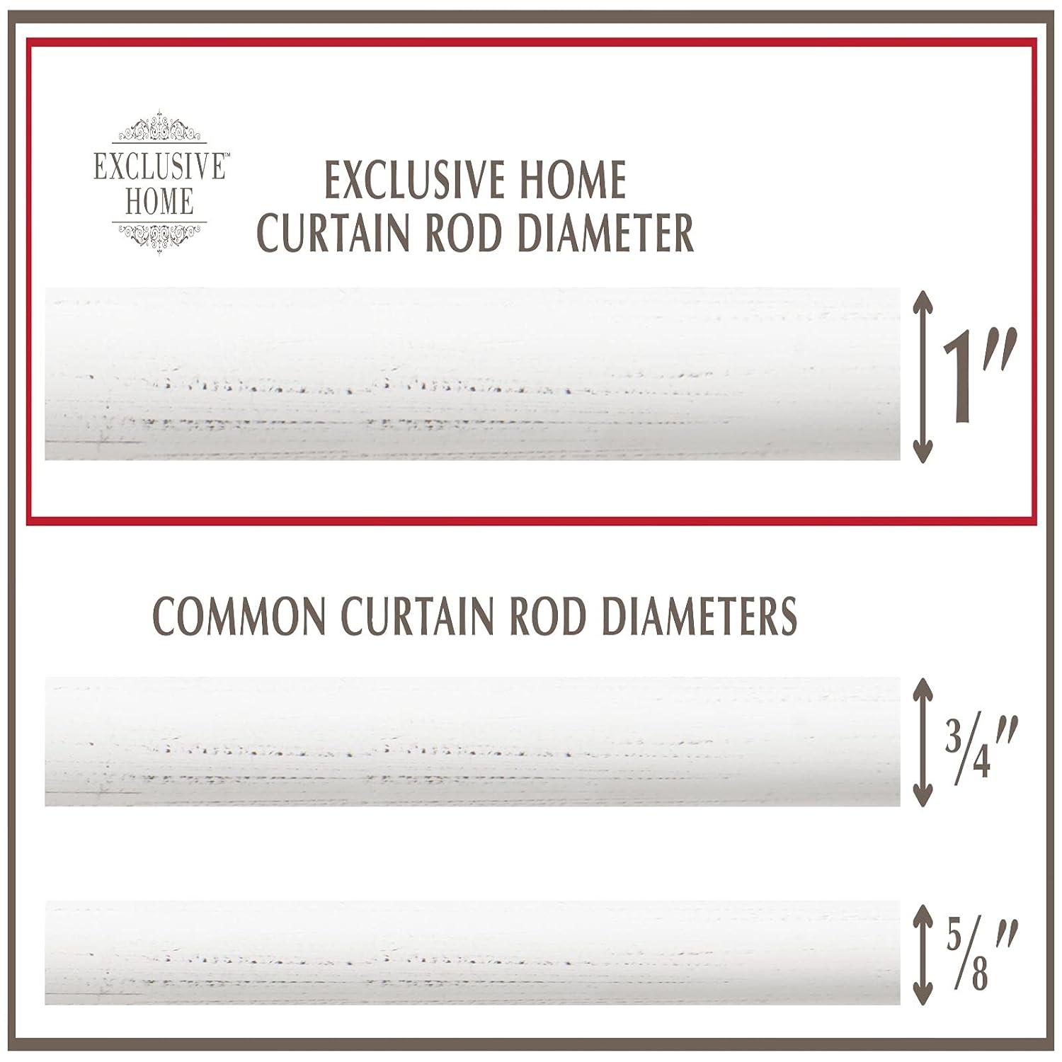 Exclusive Home 66"-120" Topper Curtain Rod - Distressed White: Iron, Flat Cap Finial, 25 lb Capacity, Single Rod