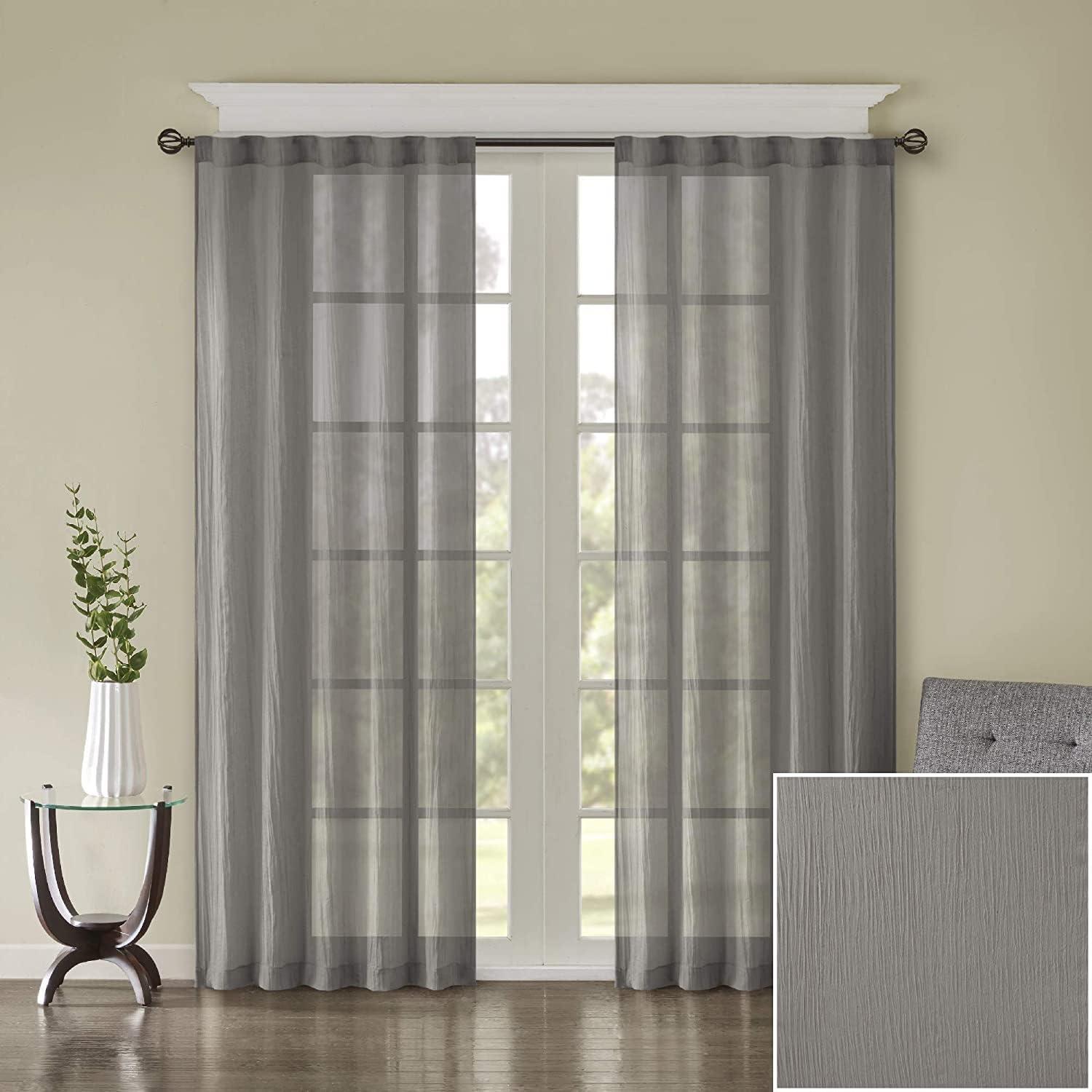 Harper Solid Crushed Curtain Panel Pair