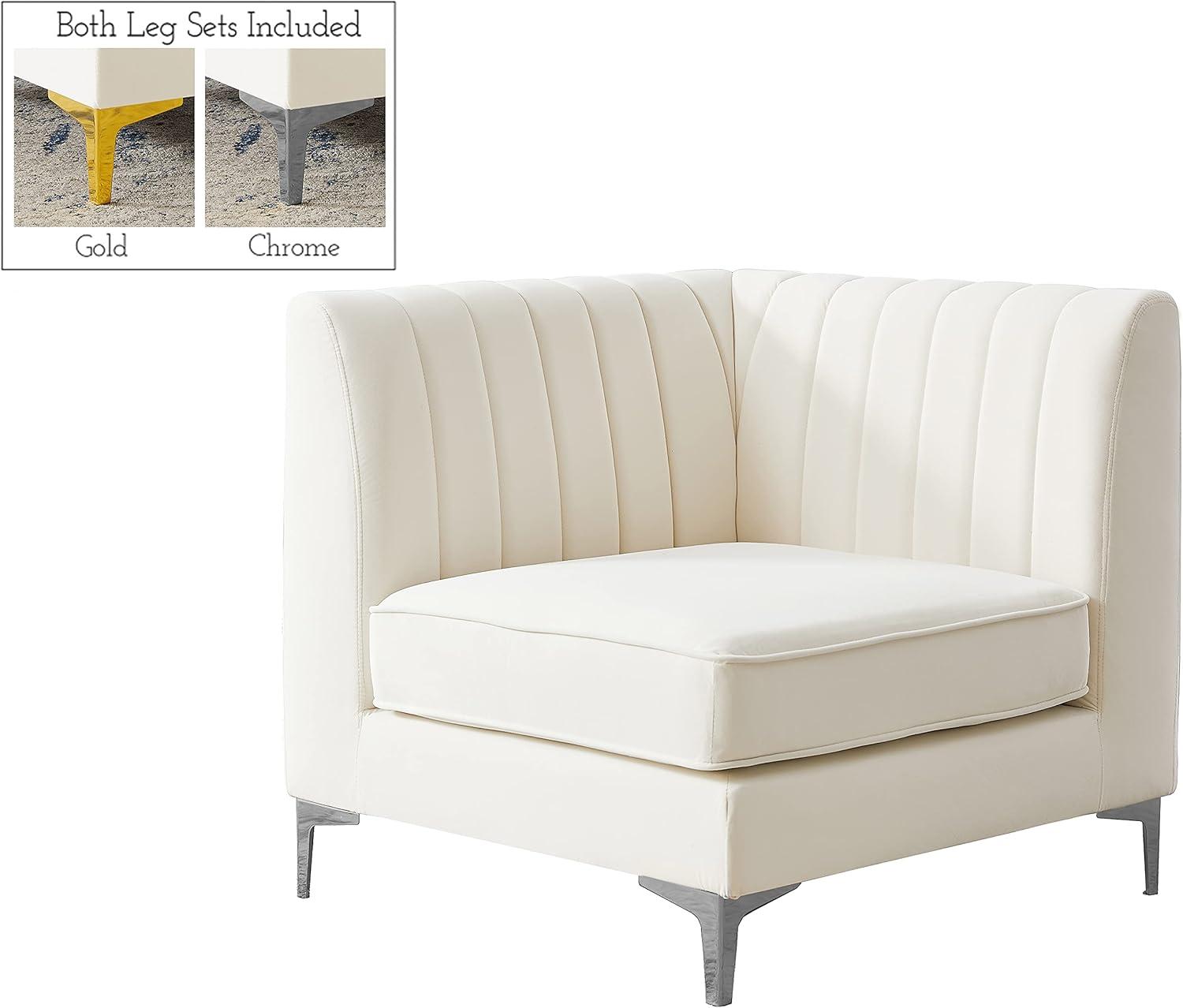 Meridian Furniture Alina Cream Velvet Corner Chair
