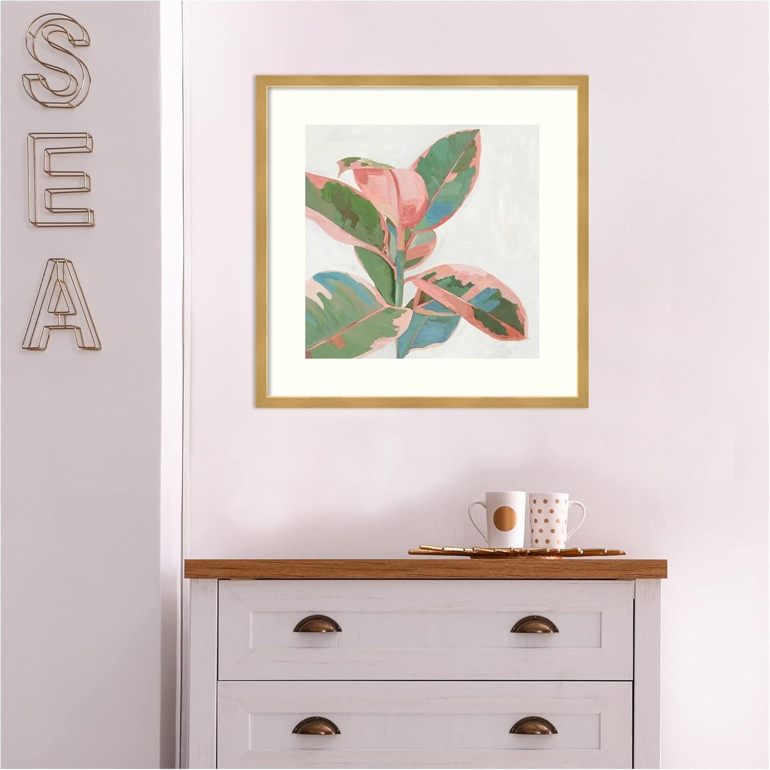 21" x 21" Ficus I by Asia Jensen Framed Wall Art Print Pink - Amanti Art: Modern Hardwood Frame, Botanical Lithograph