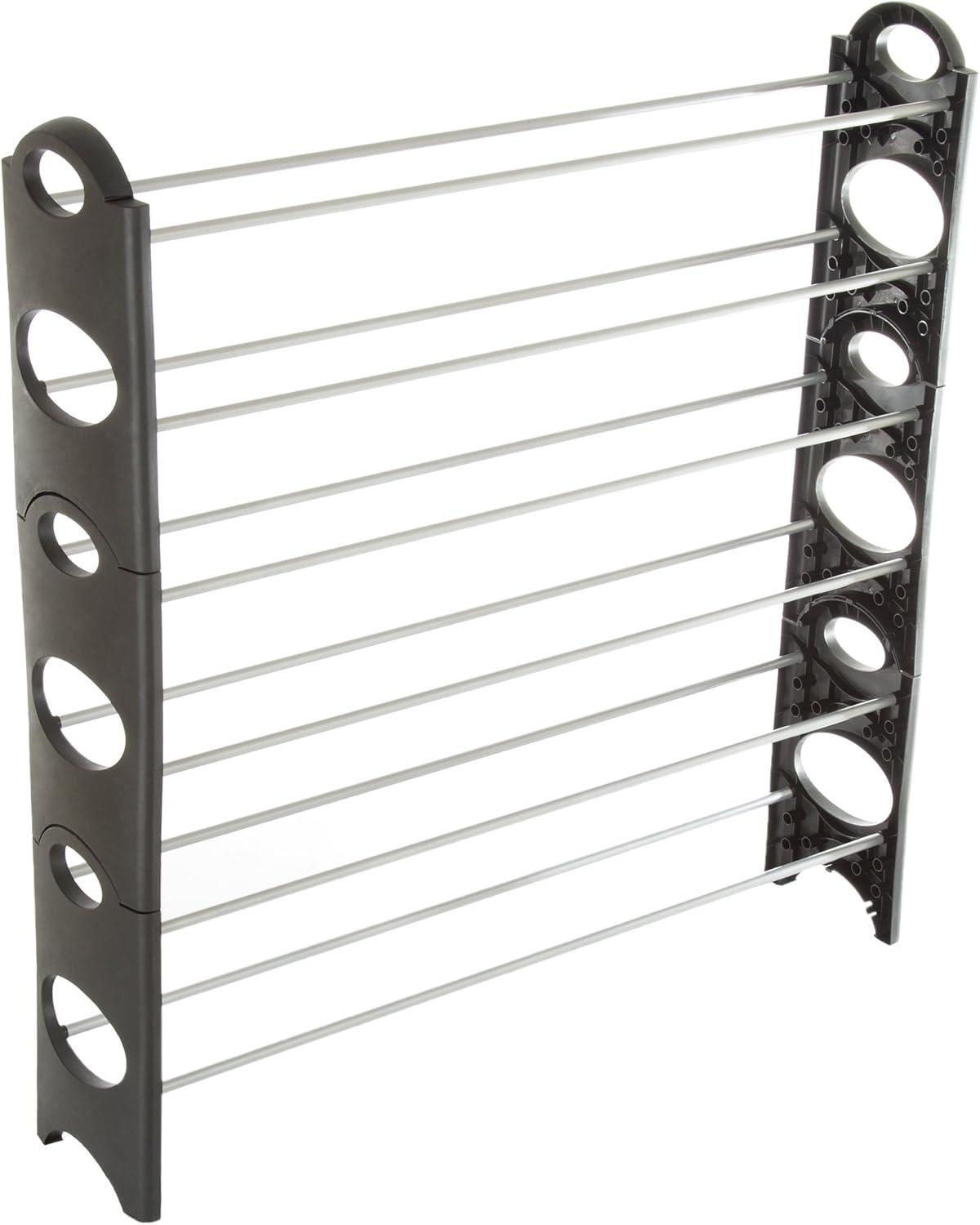 Black Metal 6-Tier Stackable Shoe Rack