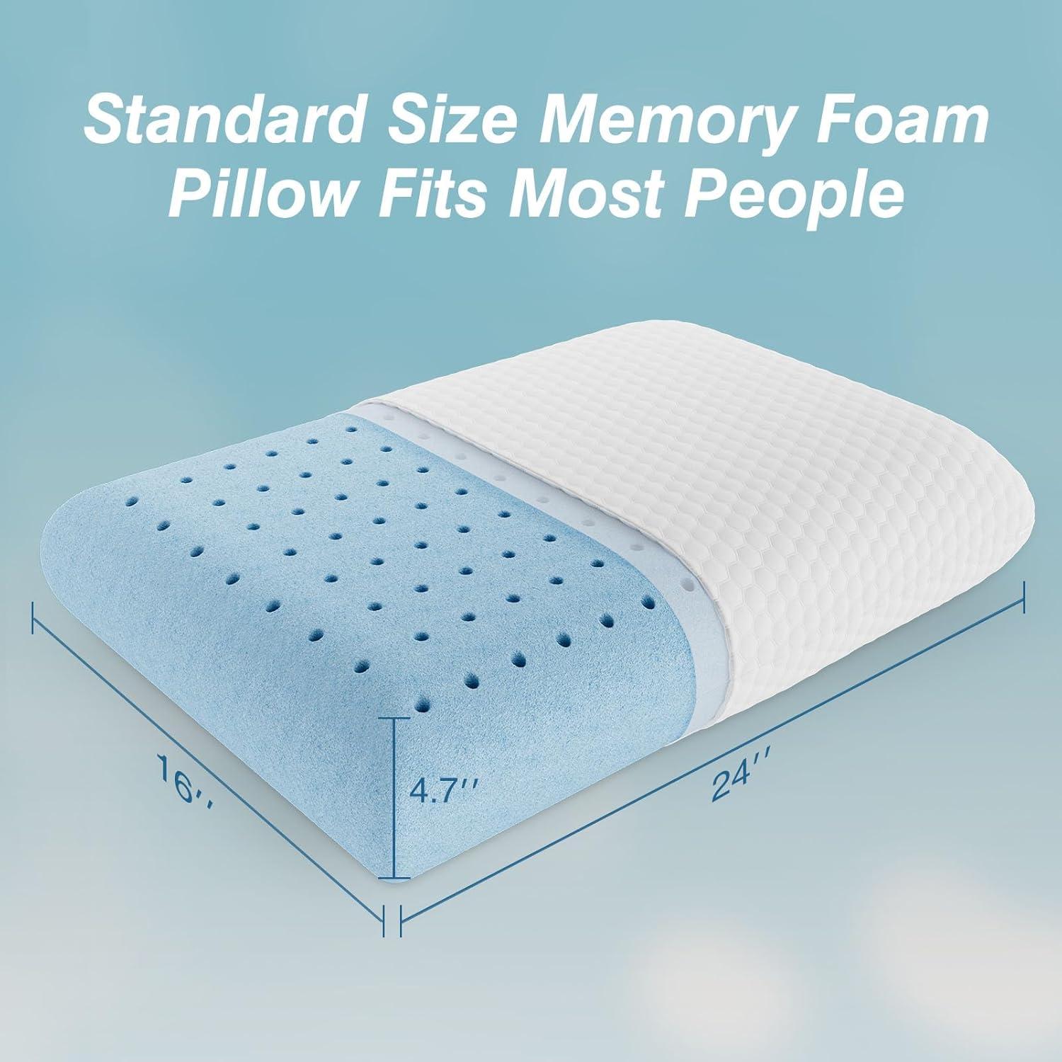 Standard White Memory Foam Cooling Bed Pillow Pack