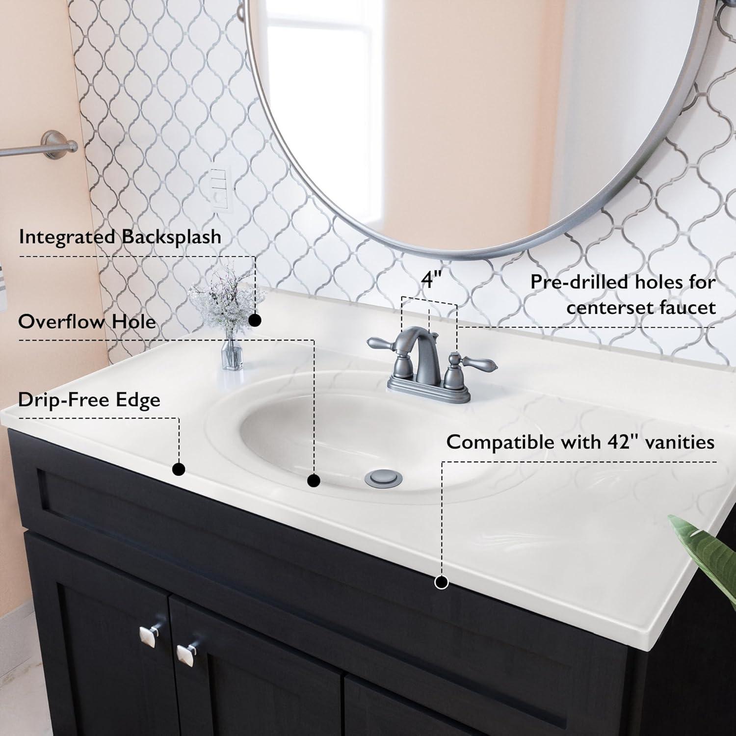 Design House 586164-43-inch Cultured Marble Vanity Top with Backsplash Improved Package in Ivory