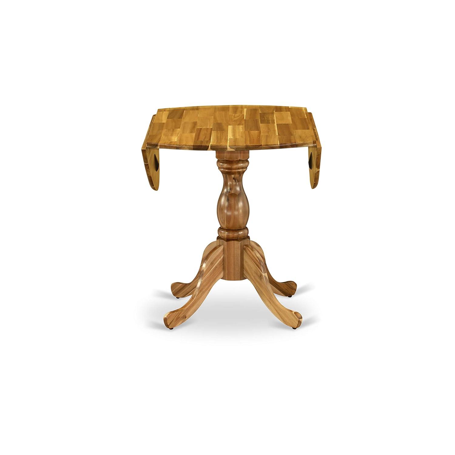 East West Furniture Dublin Wood Dining Table with Pedestal Legs in Natural