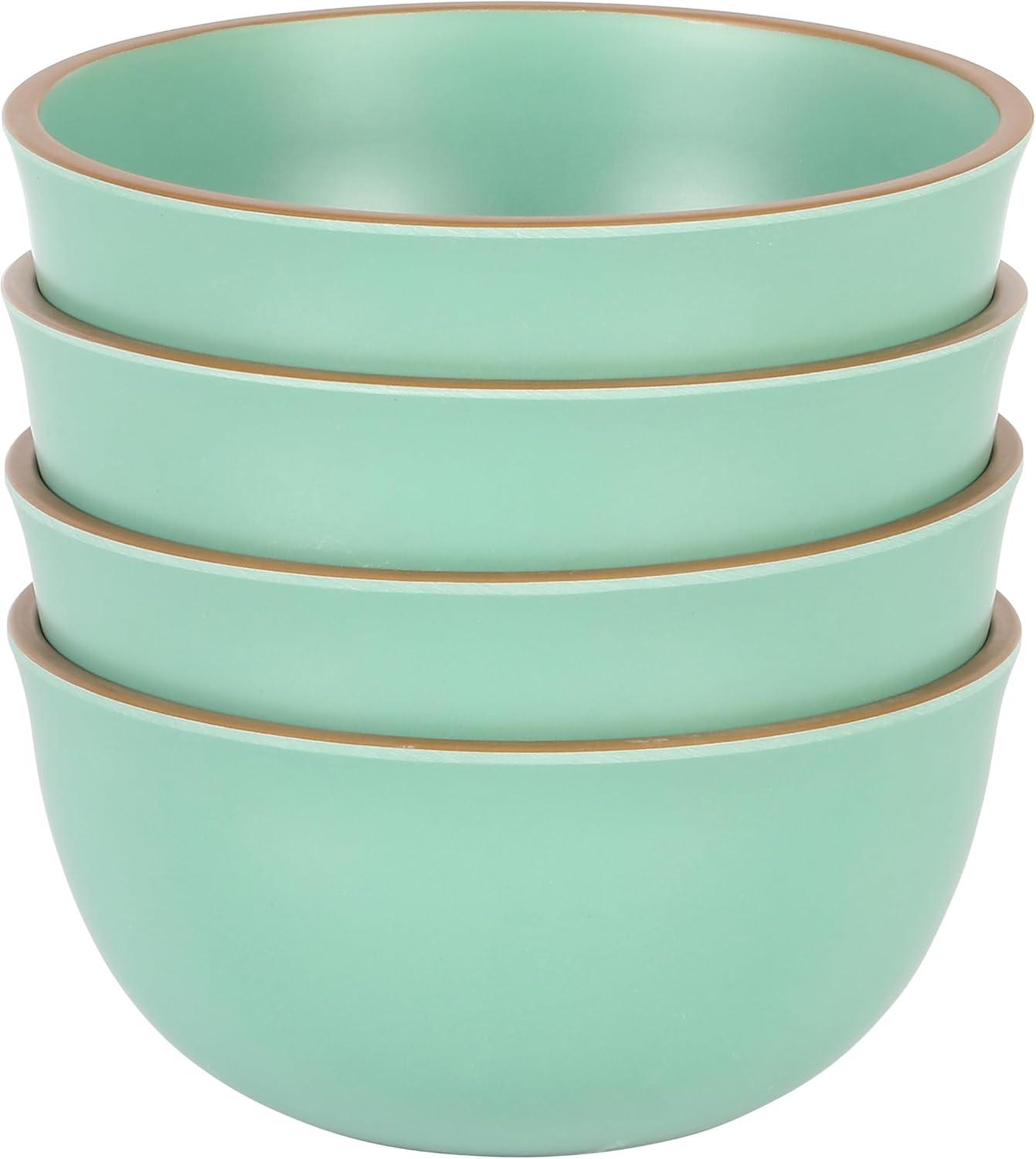 Gibson Home Rockabye 4 Piece 6.1 Inch Melamine Cereal Bowl Set in Matte Green