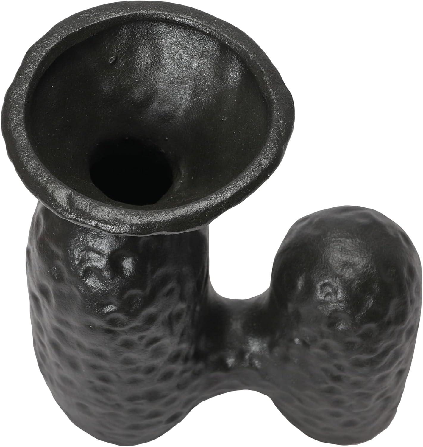 Bloomingville Textured Stoneware Sculptural Vase, Matte Black