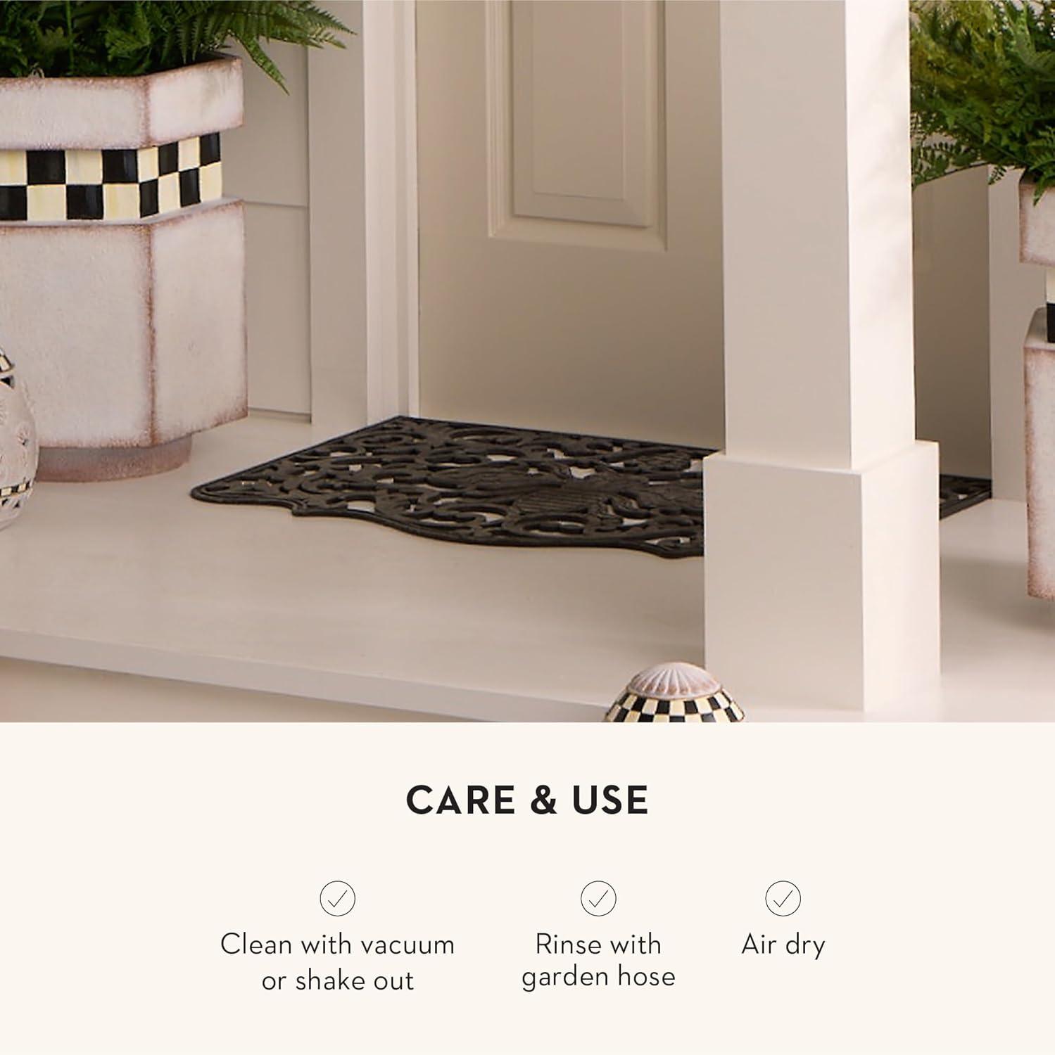 Queen Bee Decorative Black Rubber Outdoor Door Mat, 36" x 24"
