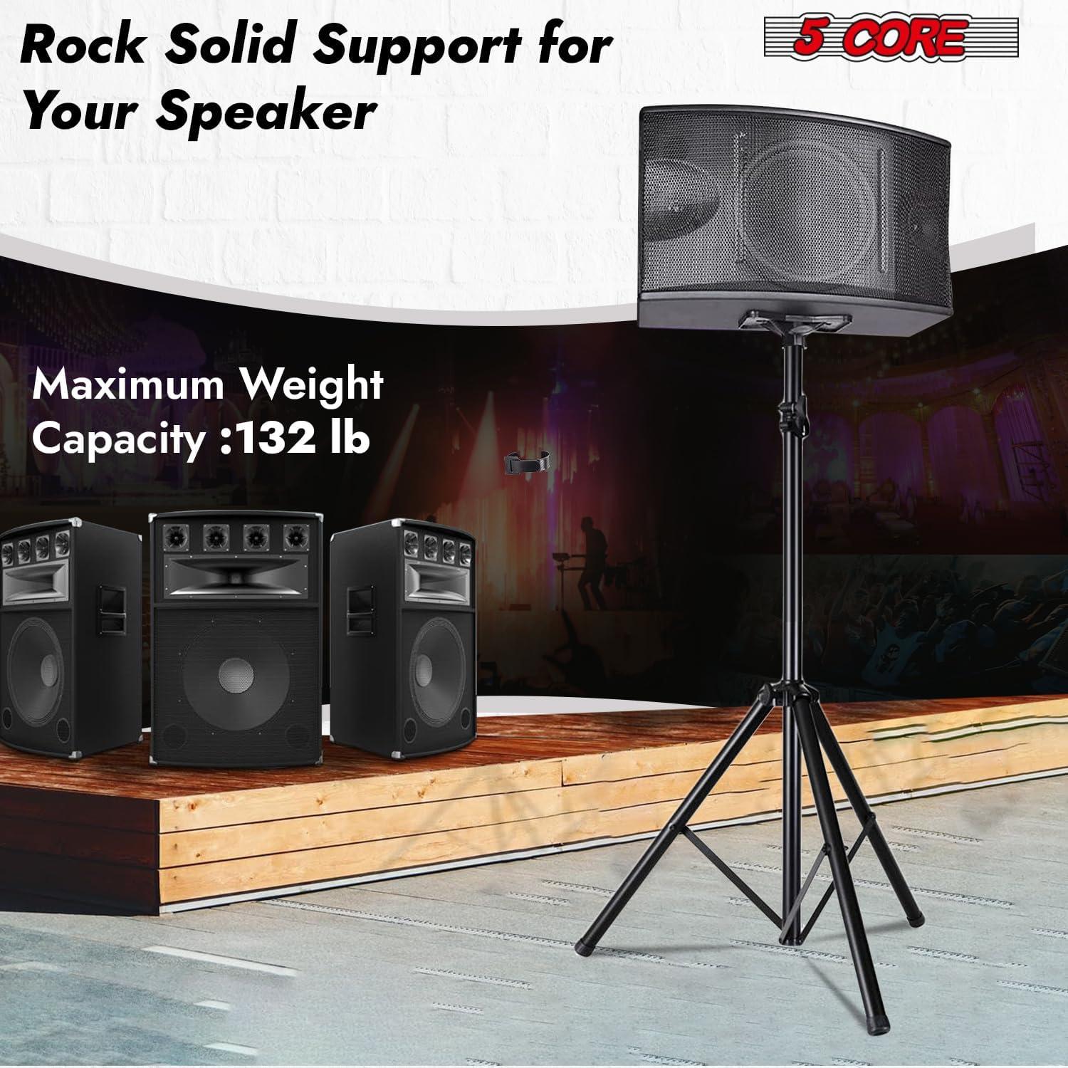 Inbox Zero 5 Core Speaker Stand Tripod Heavy Duty Adjustable Up to 72 Inch DJ Studio Monitor Stands Pole Mount