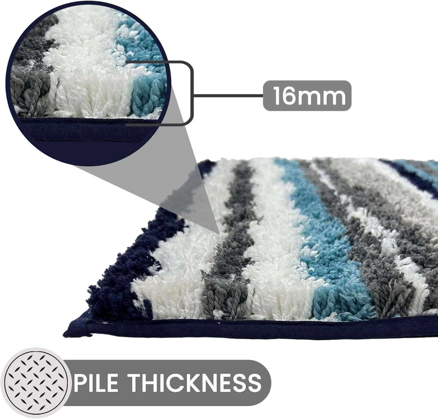 Better Trends Griffie 100% Polyester TPR Backing Tufted Bath Rug 24" x 36" Rectangle - Blue