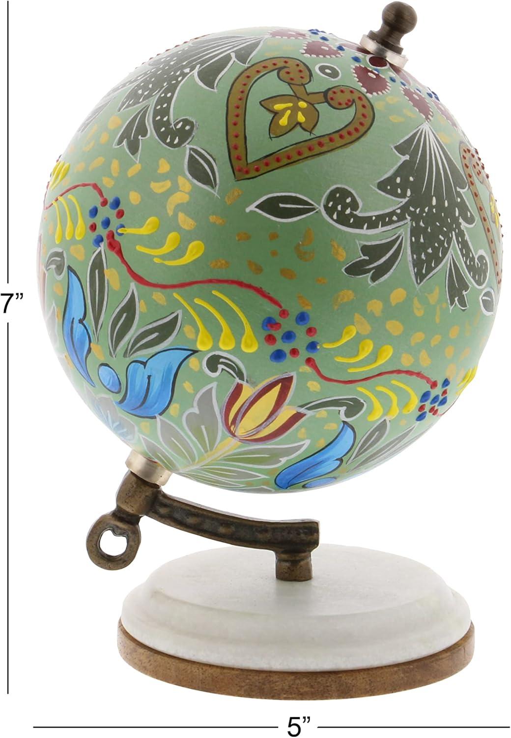 Decmode Modern 7 Inch Resin And Wood Decorative Lattice Globe, Multicolor