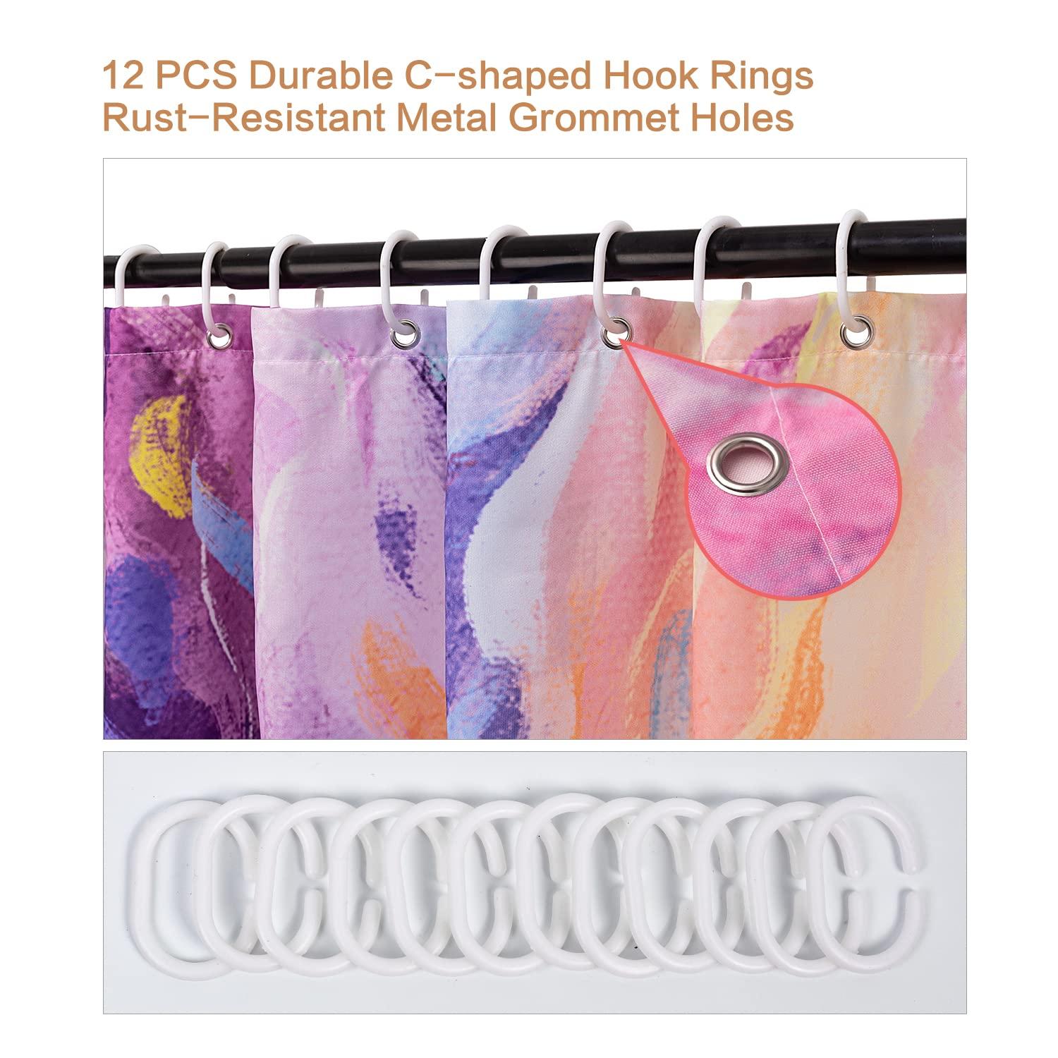 Oil Painting Tree Shower Curtain, Colored Seasons Tree Shower Curtain for Bathroom with 12 Hooks Polyester Fabric Washable Summer Shower Curtain Set Home Office Farmhouse Decor Bath Curtain