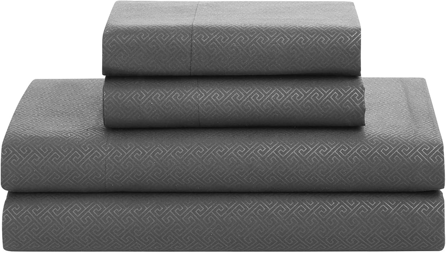 Sweet Home Collection Greek Key Embossed Bed in A Bag Comforter Set