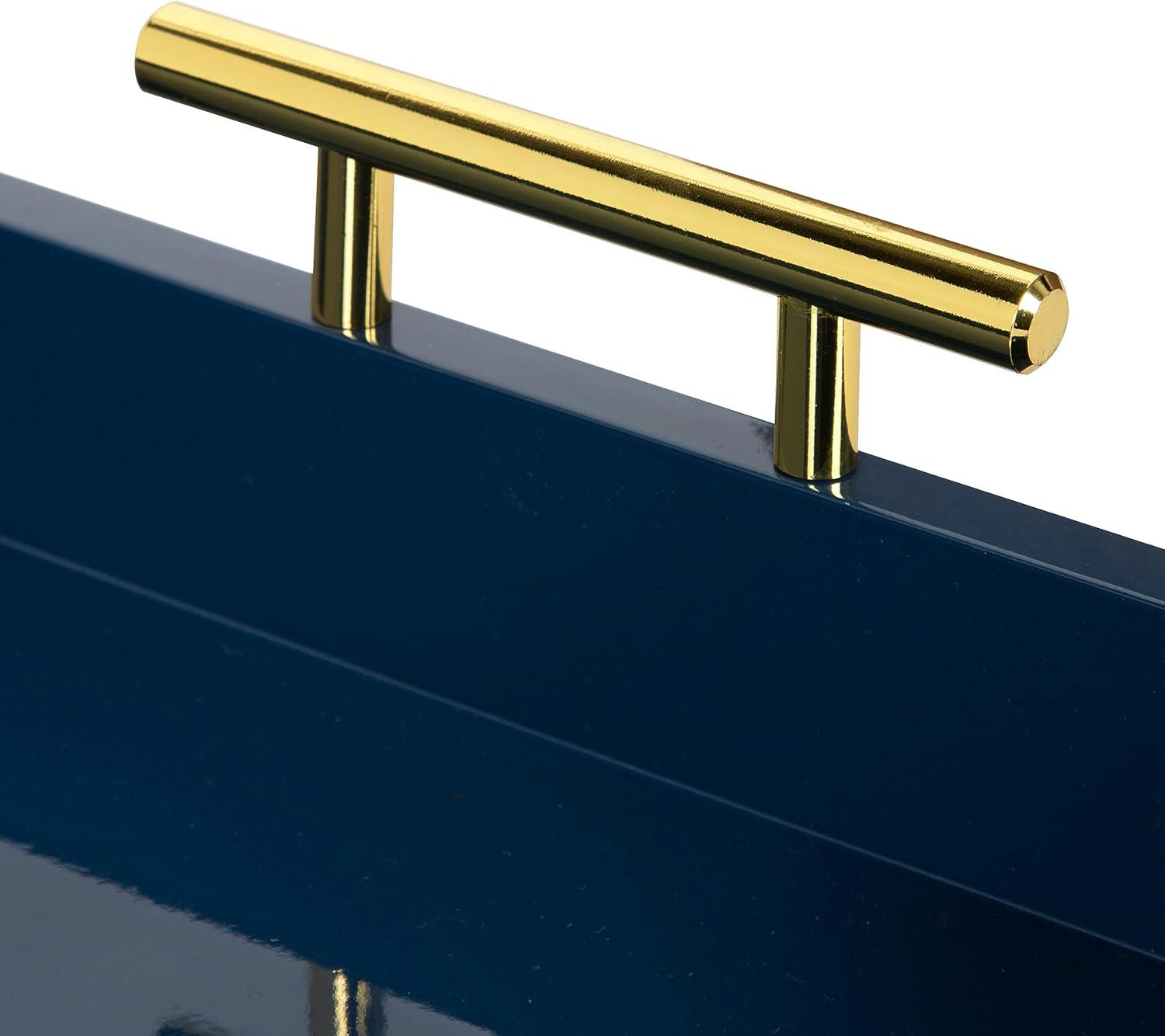 Kate and Laurel Lipton Tray, 18x18, Navy Blue and Gold