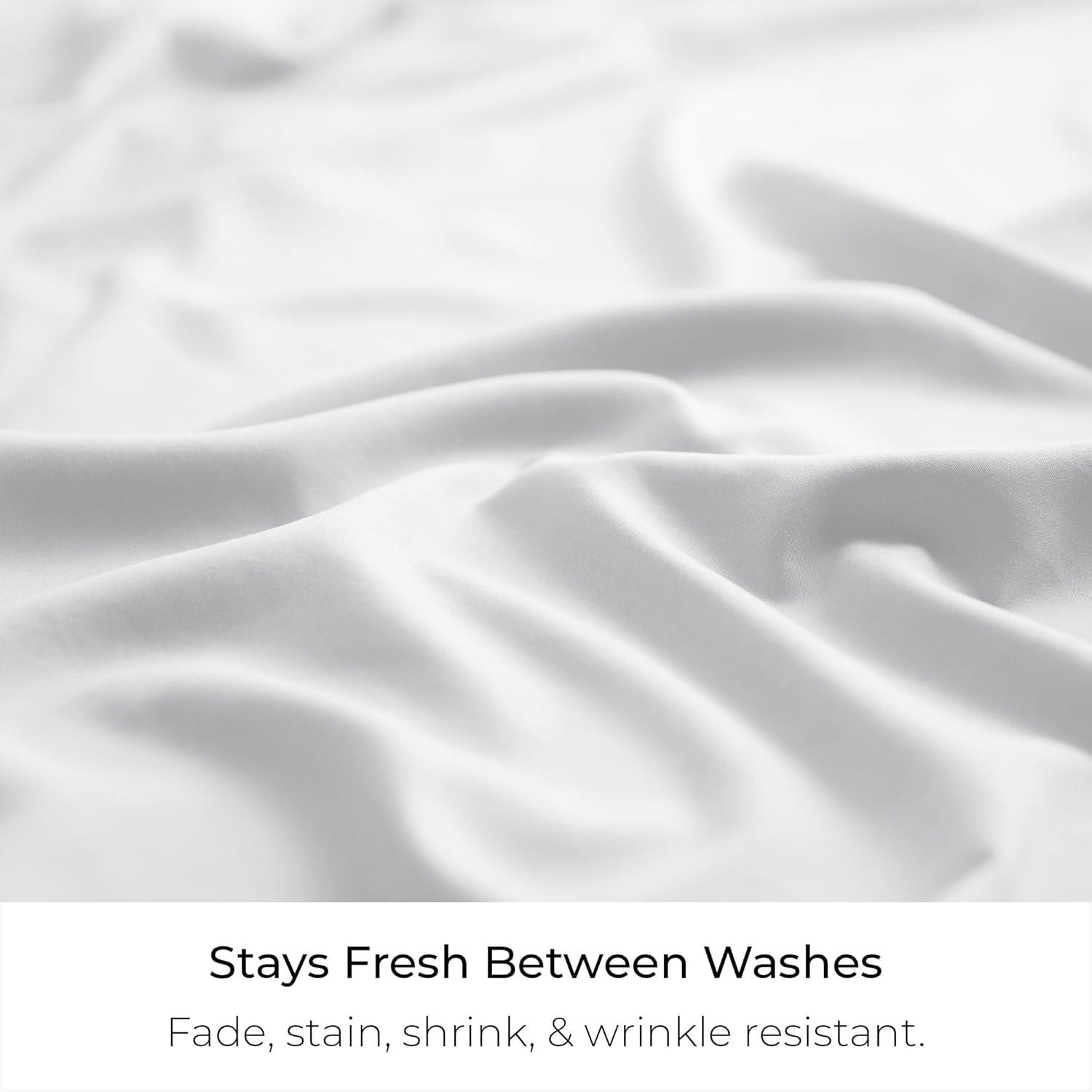 Mellanni Iconic Collection Pleated Microfiber Bed Skirt 15" Drop, Queen, White