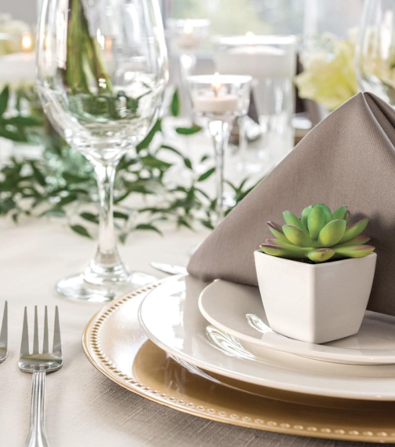 (Set of 6) 13 inch-Gold Charger Plates with Decorative Beaded Rim. The Perfect Finishing Touch for Holidays`Table Settings! Plates have Stylish Presentation Under Dinner Plates (6)