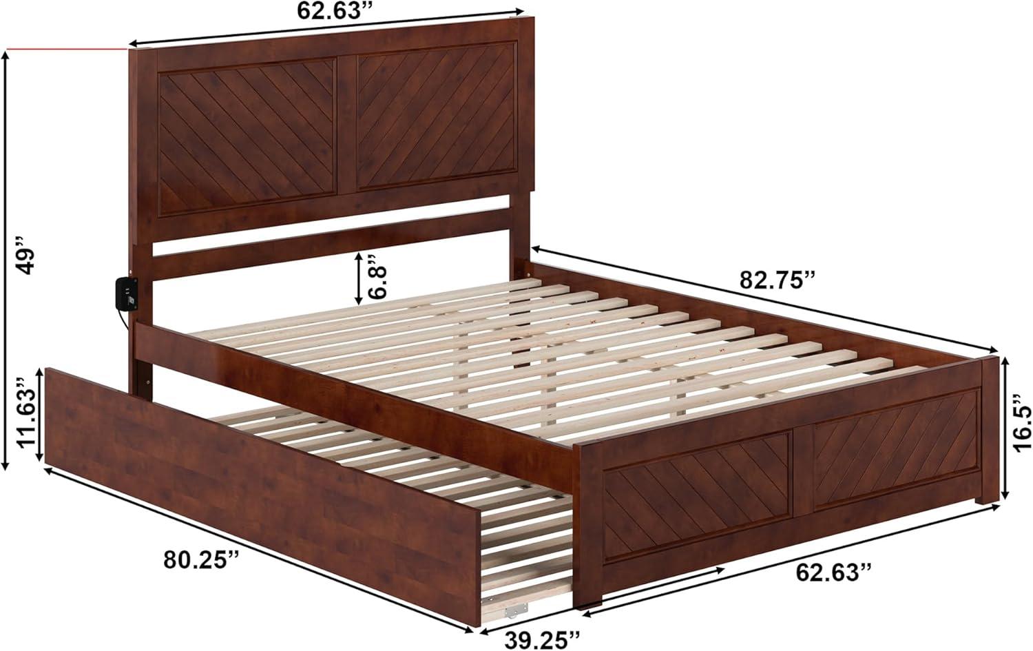 AFI Canyon Walnut Solid Wood Platform Bed with Matching Footboard & Twin Trundle, Full