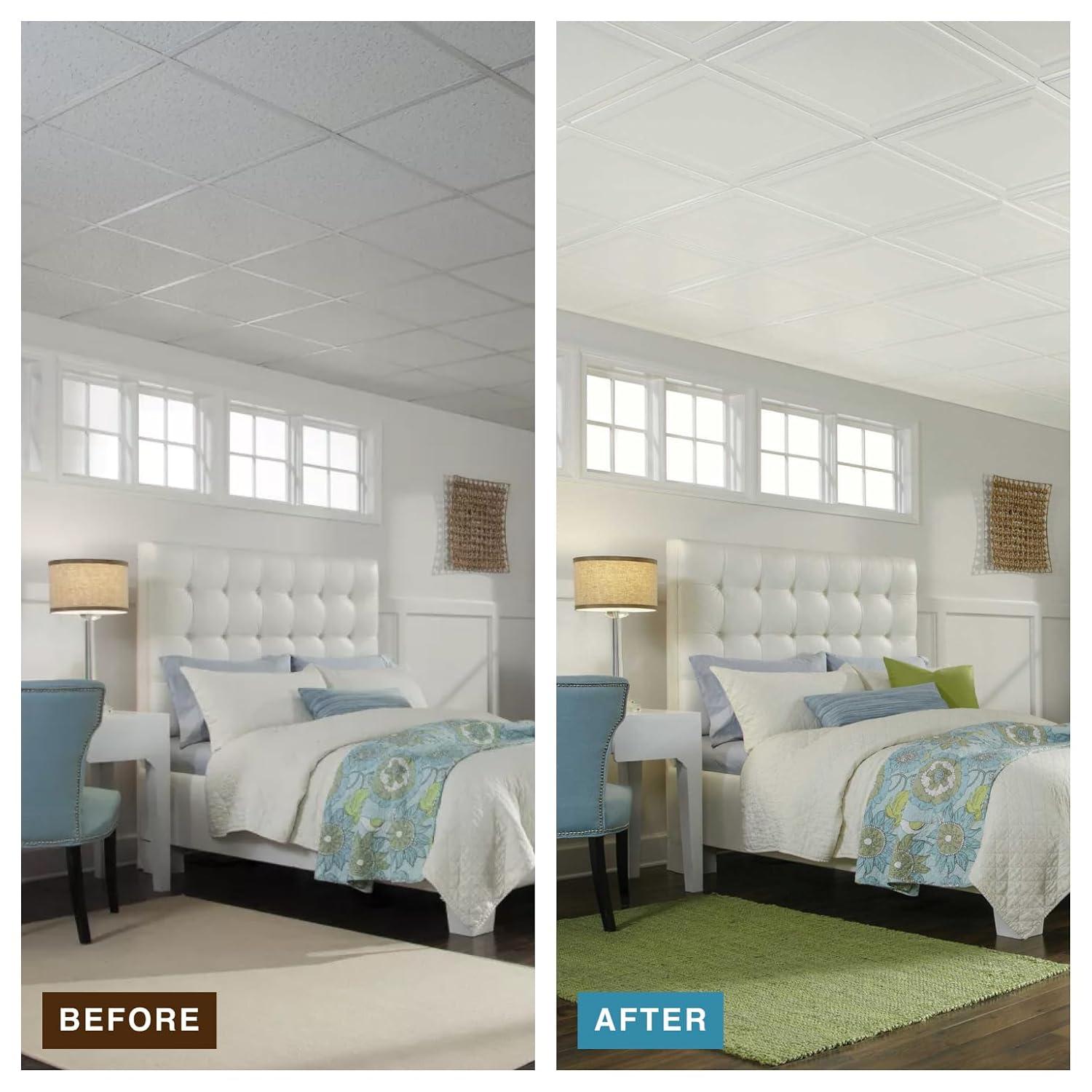 Armstrong 2x2 LEDGES Acoustic Ceiling Tiles for Suspended Ceiling Grids, 6-tiles per pack, White