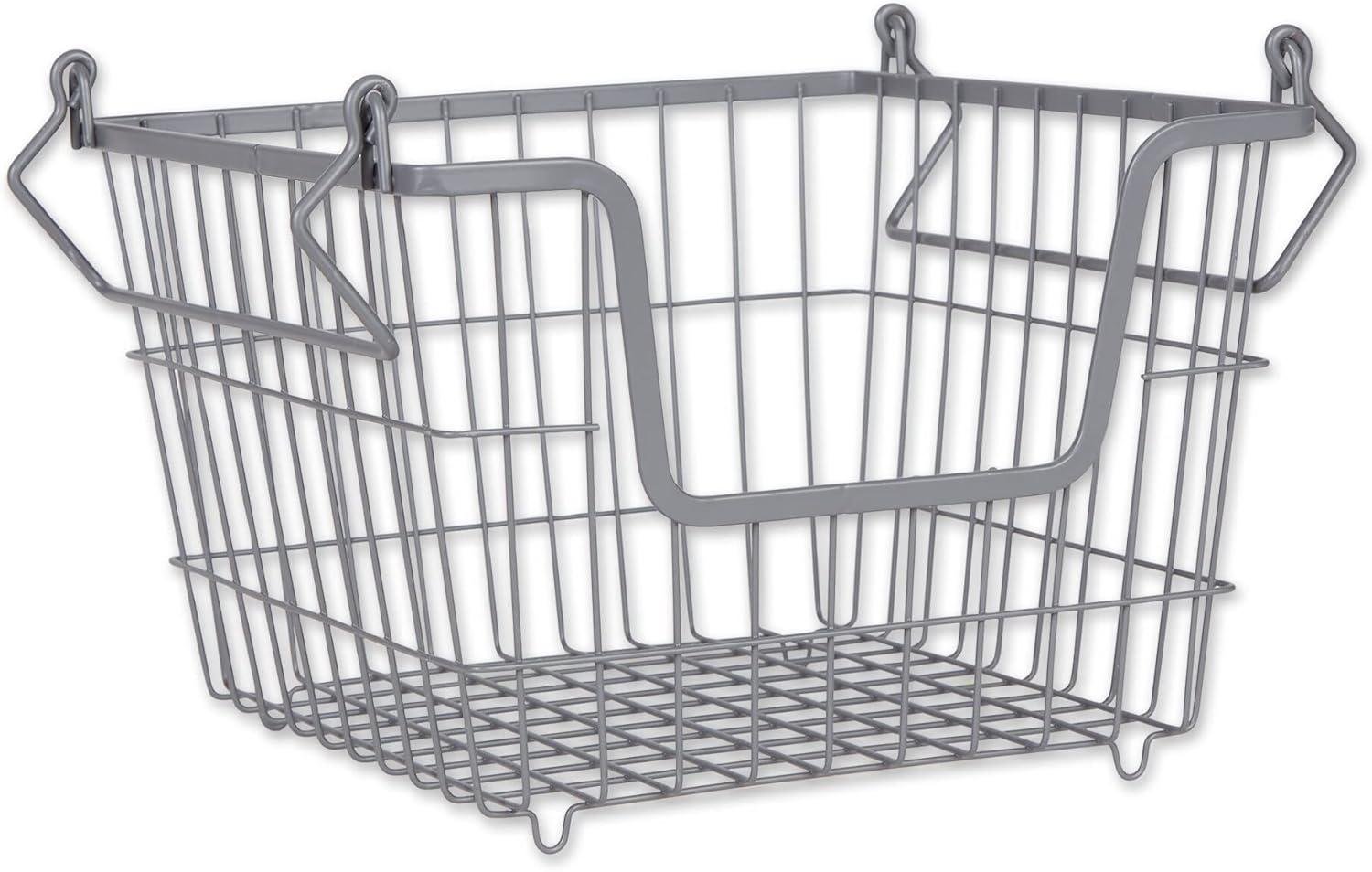 DII Metal Wire Mesh Stackable Utility Storage Bin, Medium, 11x11x8", Black