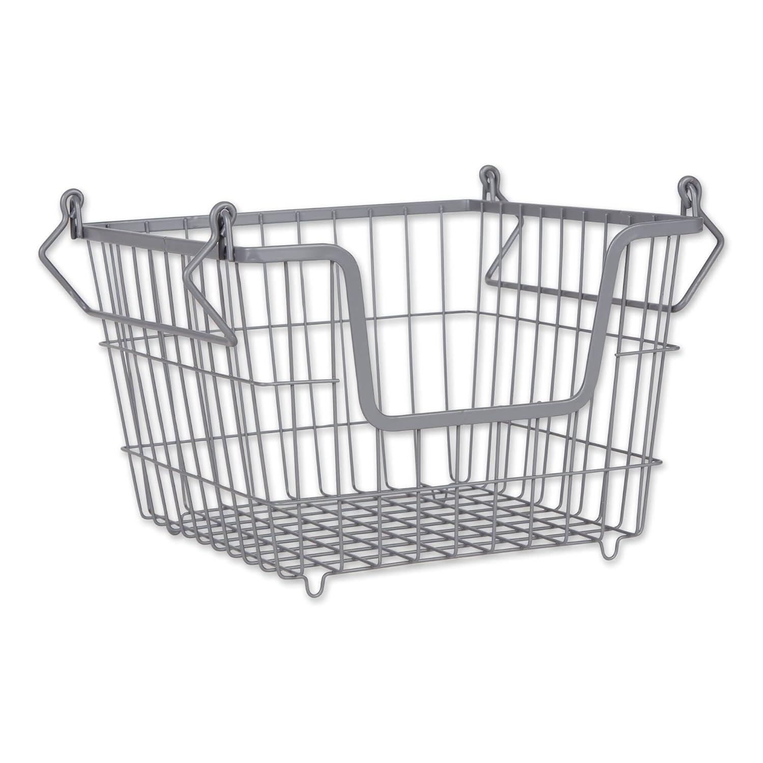 DII Metal Wire Mesh Stackable Utility Storage Bin, Medium, 11x11x8", Black
