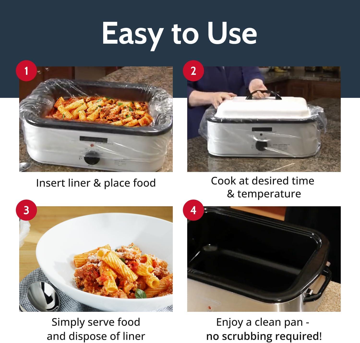 PanSaver Cooking Liners - Disposable Electric Roasting Pan Liners for Instant Cleanup with No Scrubbing - Foil, 2 Count