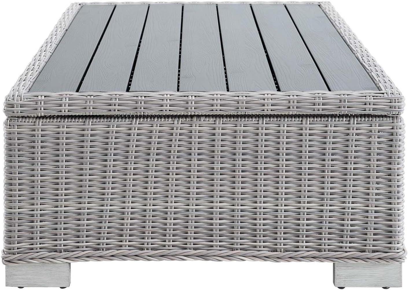 Modway Conway 45" Modern Rattan Outdoor Coffee Table in Light Gray